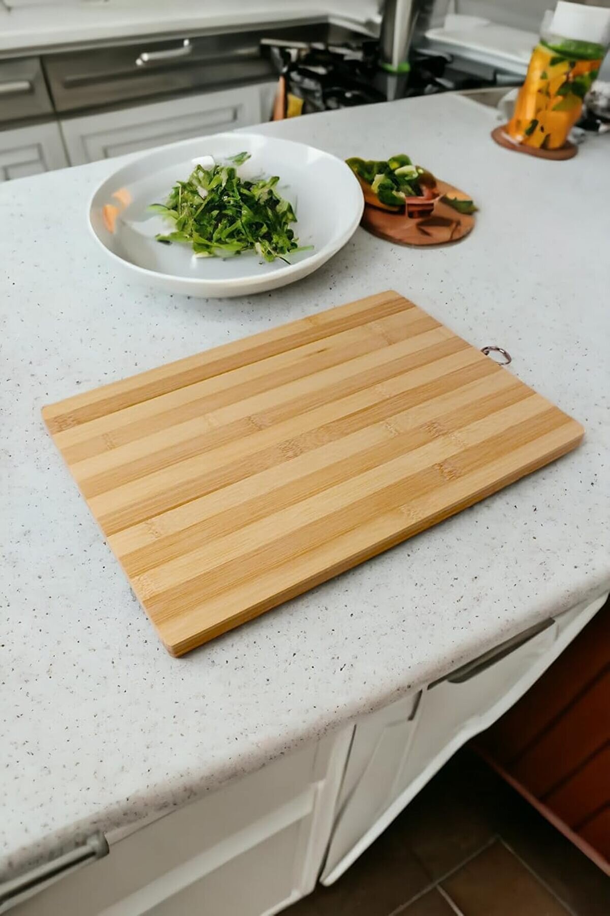 STOREMAX ynsShoping Bambu Kesme Tahtası Antibakteriel Yıkanabilir Doğrama Tahtası Dikdörtgen 24 * 34CM Büyük