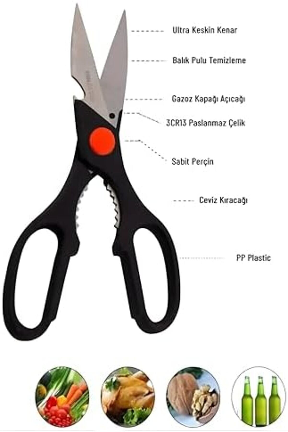 Lvnshop Mutfak, Çok Fonksi̇yonlu, Ultra Keski̇n Paslanmaz Çeli̇k Bıçaklar, Kaymaz Ergonomi̇k Saplı, Et V