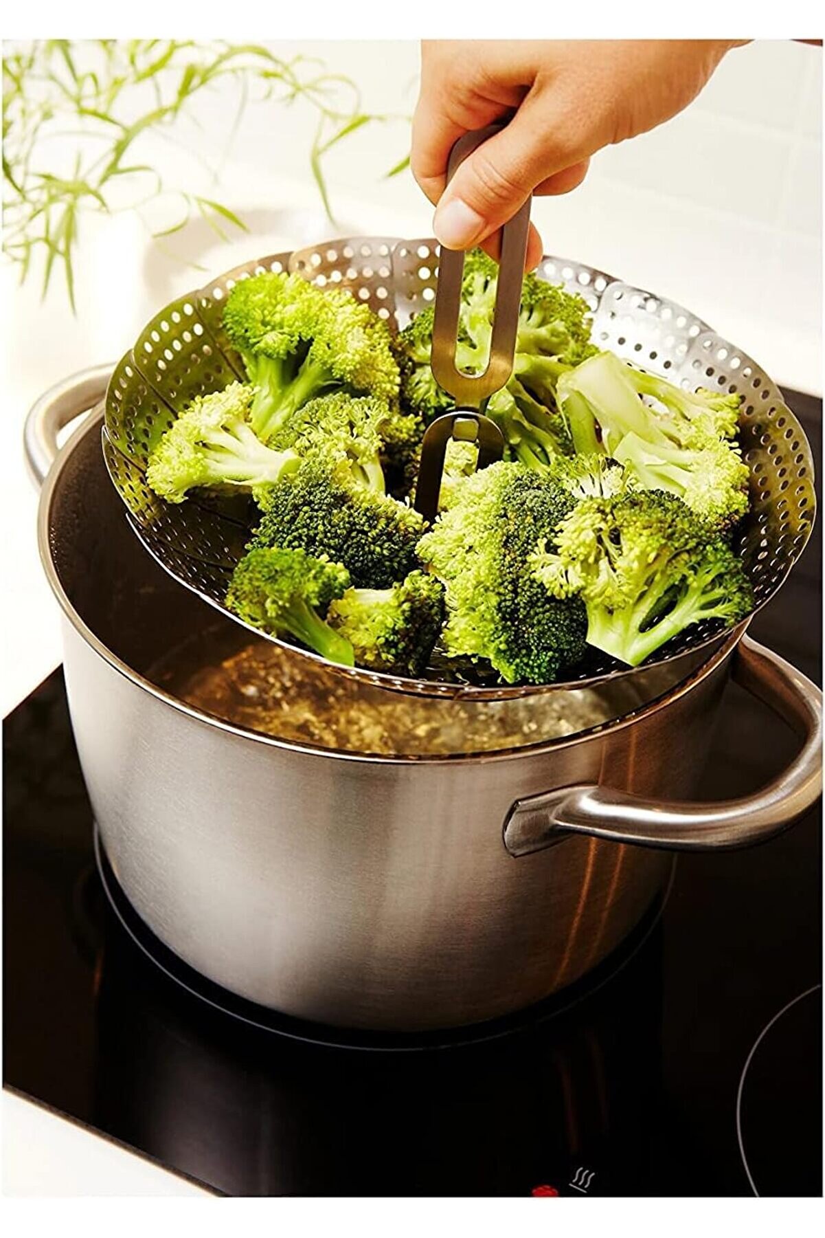 STOREMAX lvnshop Pişirme Aparatı, Sebze Haşlama, Metal Buharda Pişirici, Katlanabilen Buharda Pişirme Aleti S