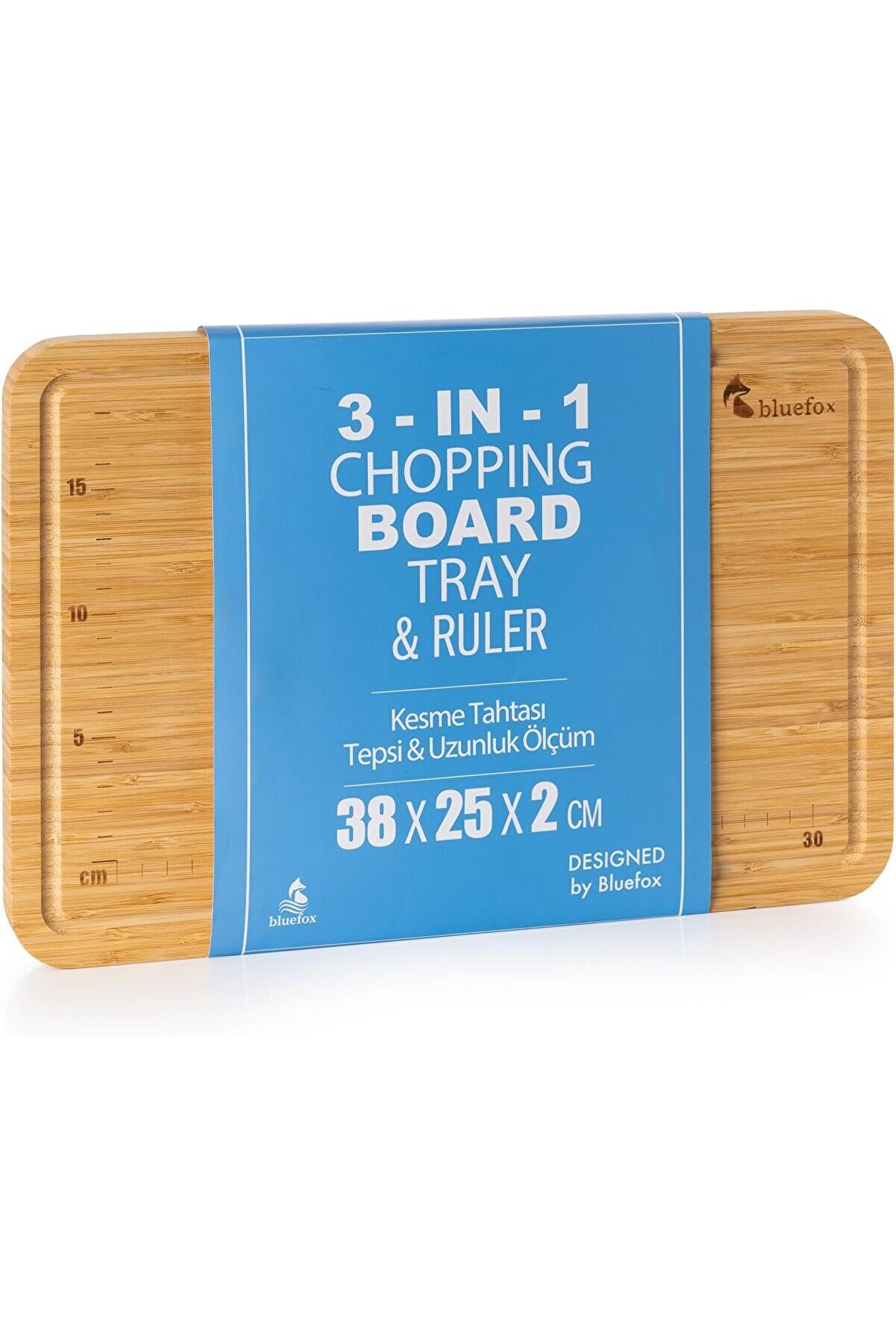 STOREMAX LvnShoppping 3'ü 1 Arada Bambu Kesme Tahtası: Doğrama Tahtası, Kesim Cetveli ve Tepsi Fonksiyonl