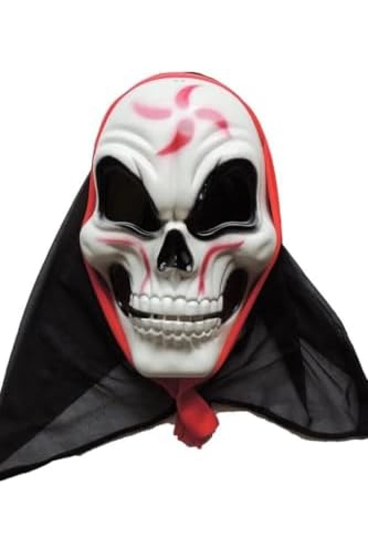 Jptrshop Halloween Maske İskelet Tüllü Kırmızı Beyaz 1111498