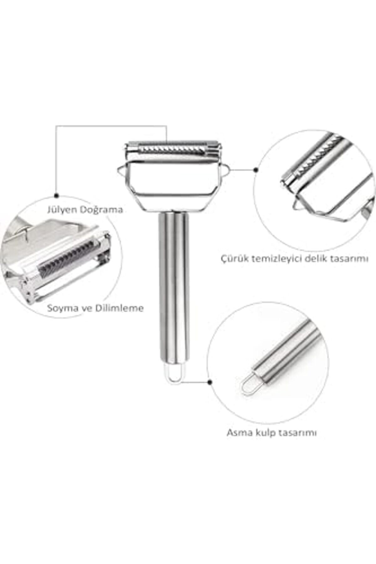 Snshop Fonksi̇yonlu Sebze Meyve Soyacağı, Paslanmaz Çeli̇k Jülyen Doğrayıcı, Salatalık Havuç