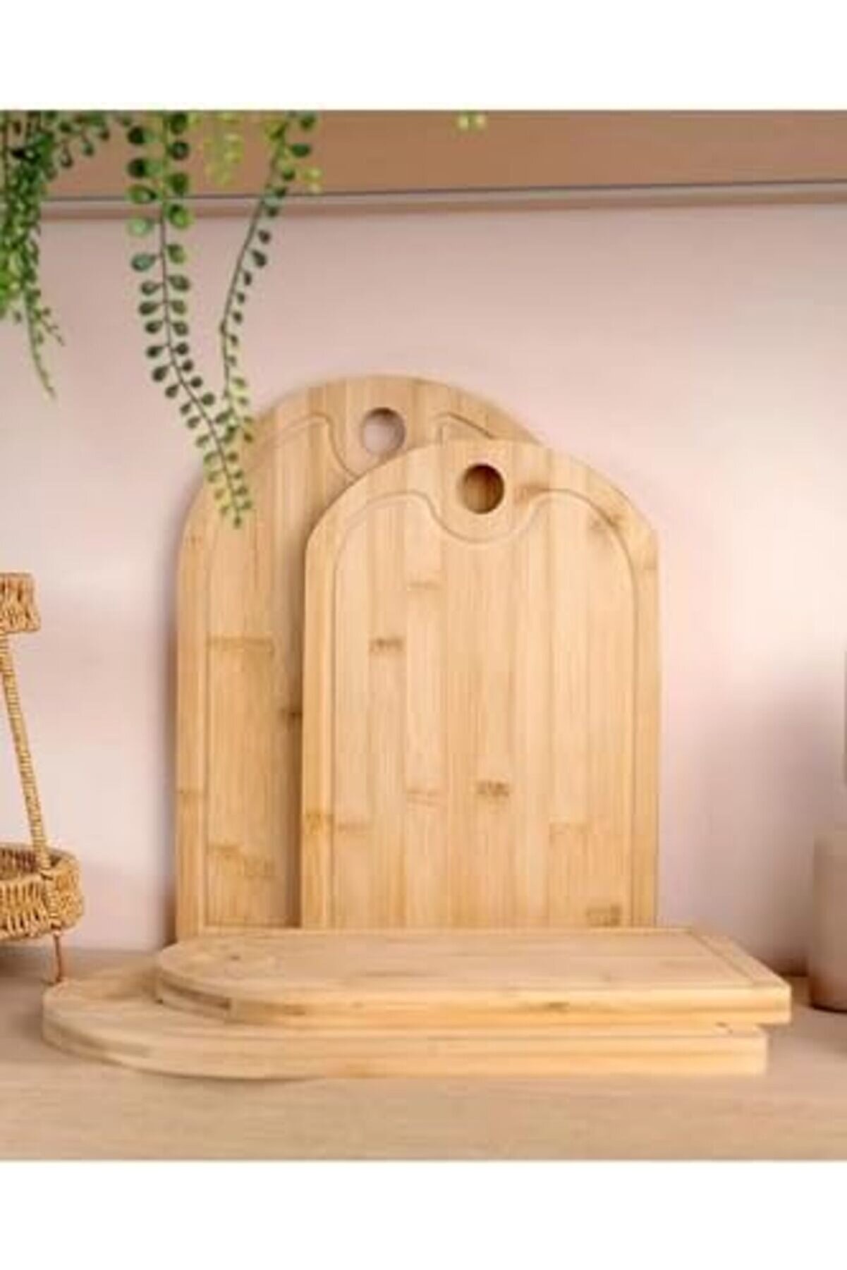 Snshop 3 Lü Set Oval Kesme Tahtası Peyni̇r Servi̇s Sunum Tepsi̇ Et Sebze Doğrama Tahtası 3 Adet 46