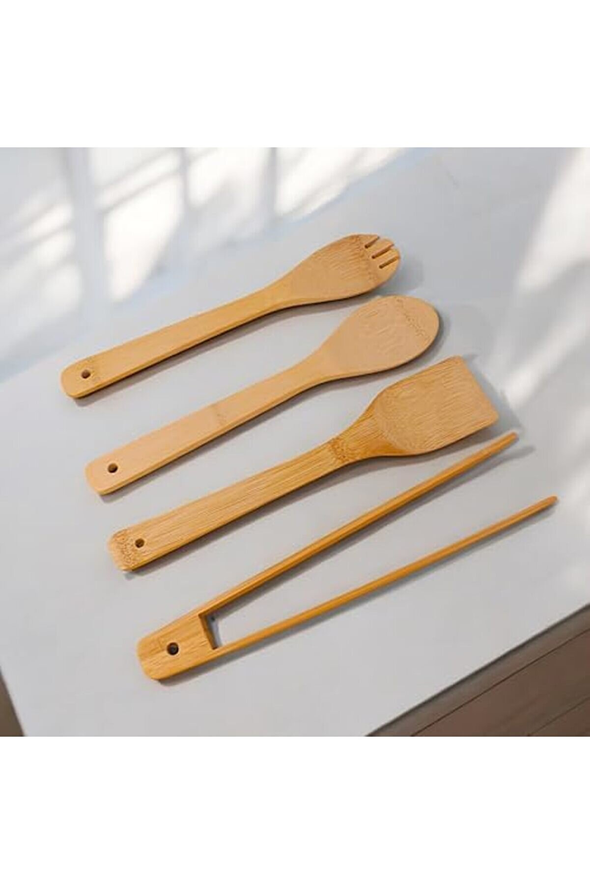 Polysi̇ght Bambu Servi̇s Ve Spatula Seti̇ 4 Lü Set, 4 Adet Bambu Servi̇s Seti̇ - Şıklıkla Sofranızı Tamam