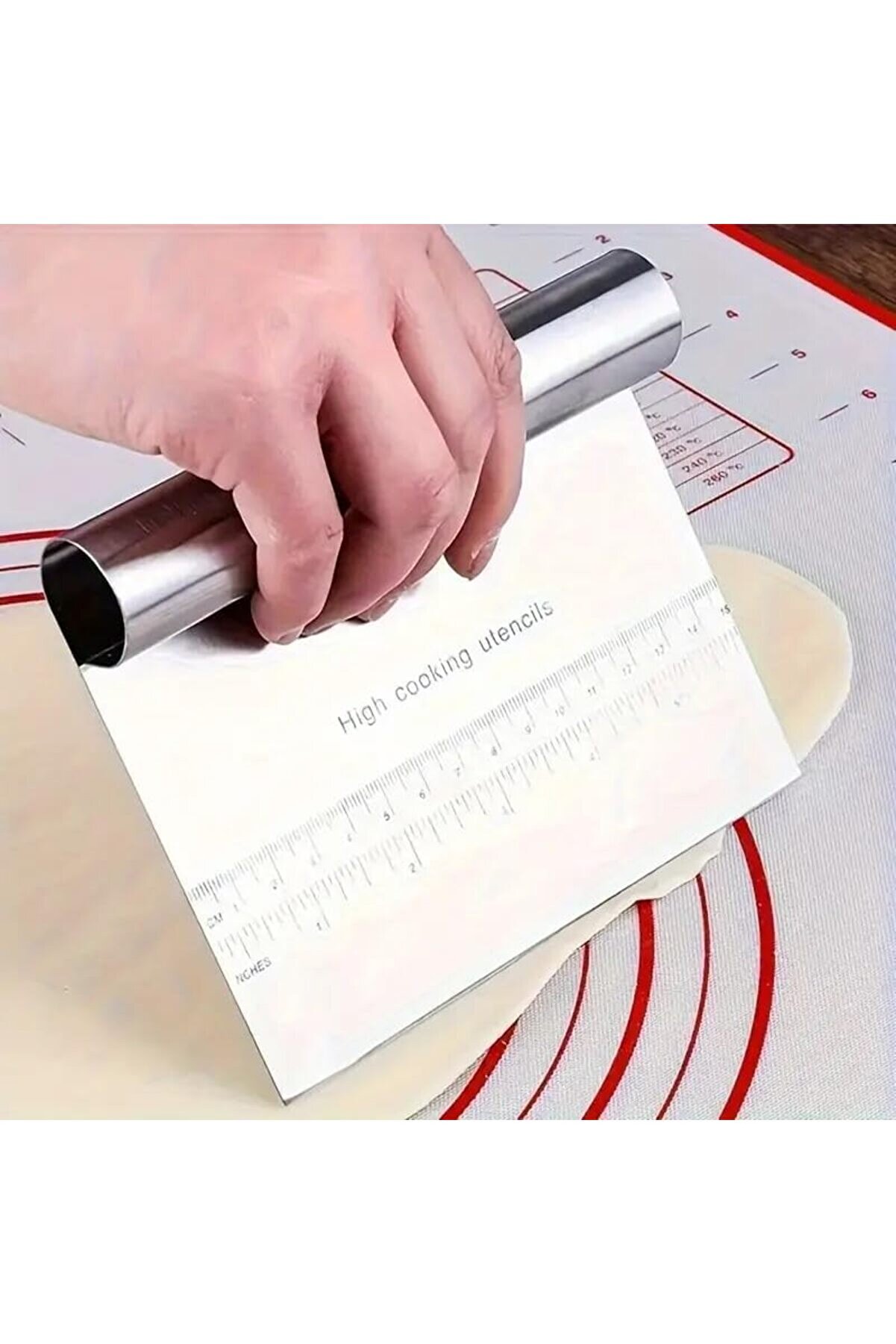 STOREMAX BRFShop &Ccedil;elik &Ouml;l&ccedil;&uuml;l&uuml; Hamur Kesici, Pizza Kesici, Kazıyıcı 1165984