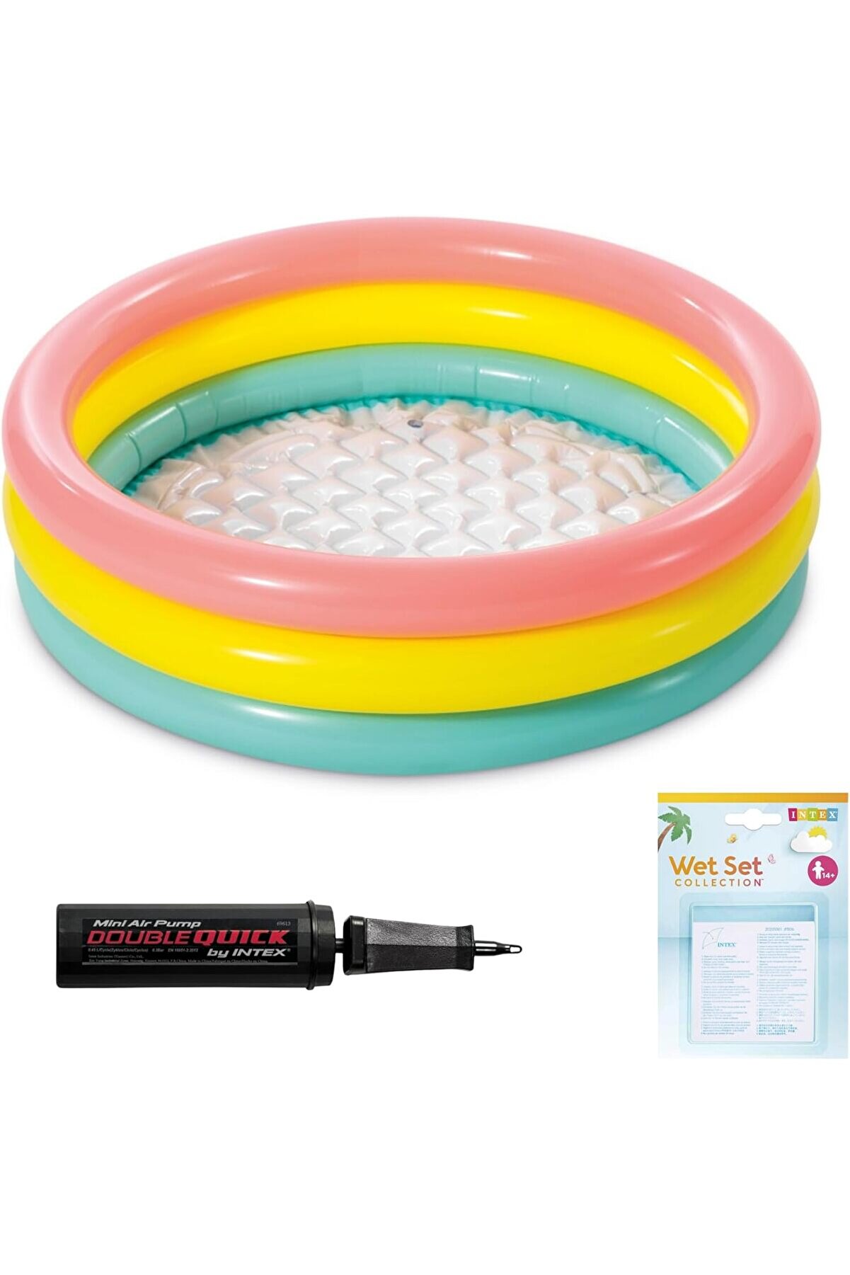 STOREMAX snShop Yumuşak Tabanlı Renkli 3 Boğumlu Baby Pool Çocuk Bebek Havuzu,86x25 cm ve Pompa+Yama Set,