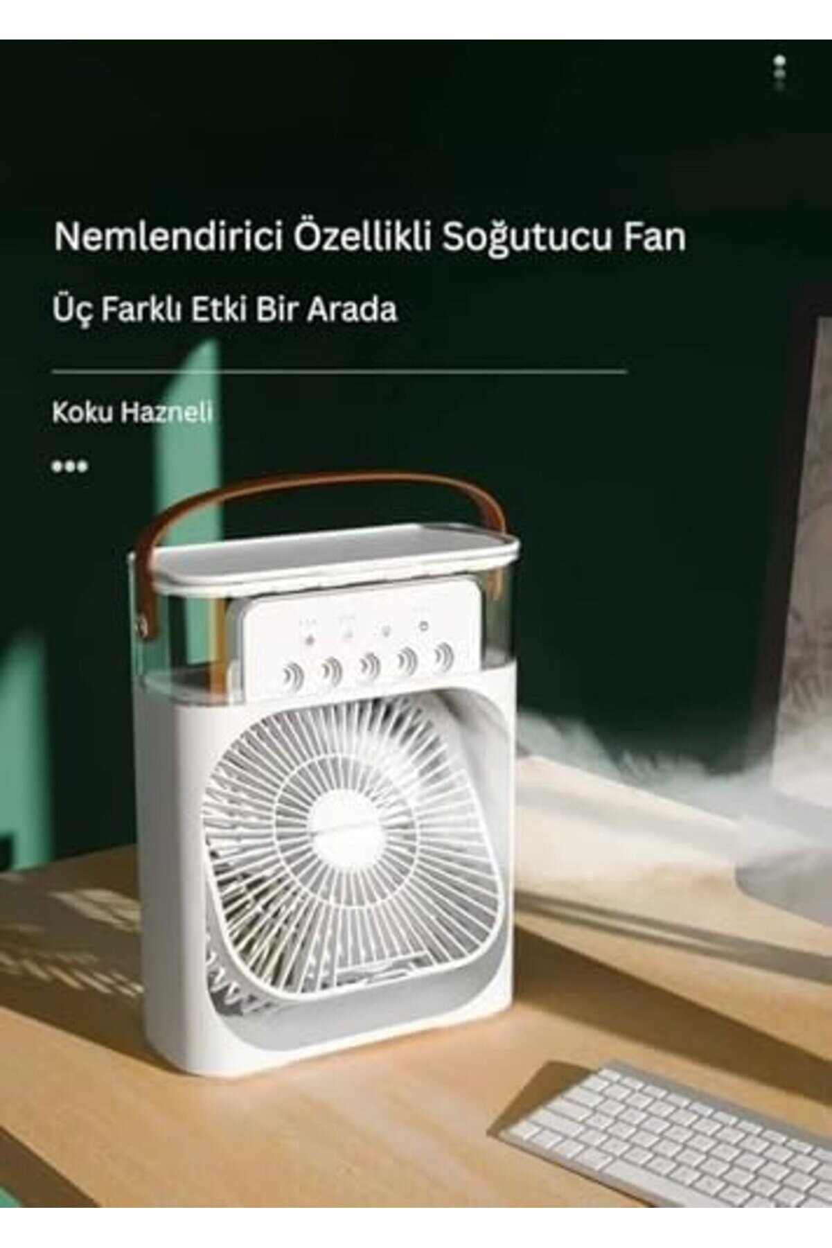 Vanti̇latör - Si̇yah - 7 Renk Led Işıklı Mi̇ni̇ Hava Soğutucu, Buharlı Nemlendi̇ri̇ci̇, Parfüm Hazne