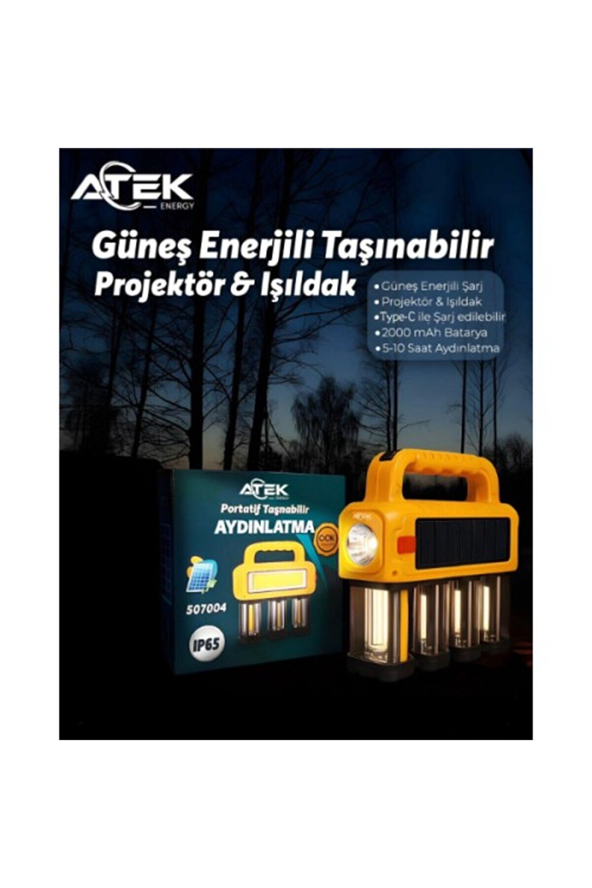 evimdeyokyok Güneş Enerjili Taşınabilir Projektör Işıldak