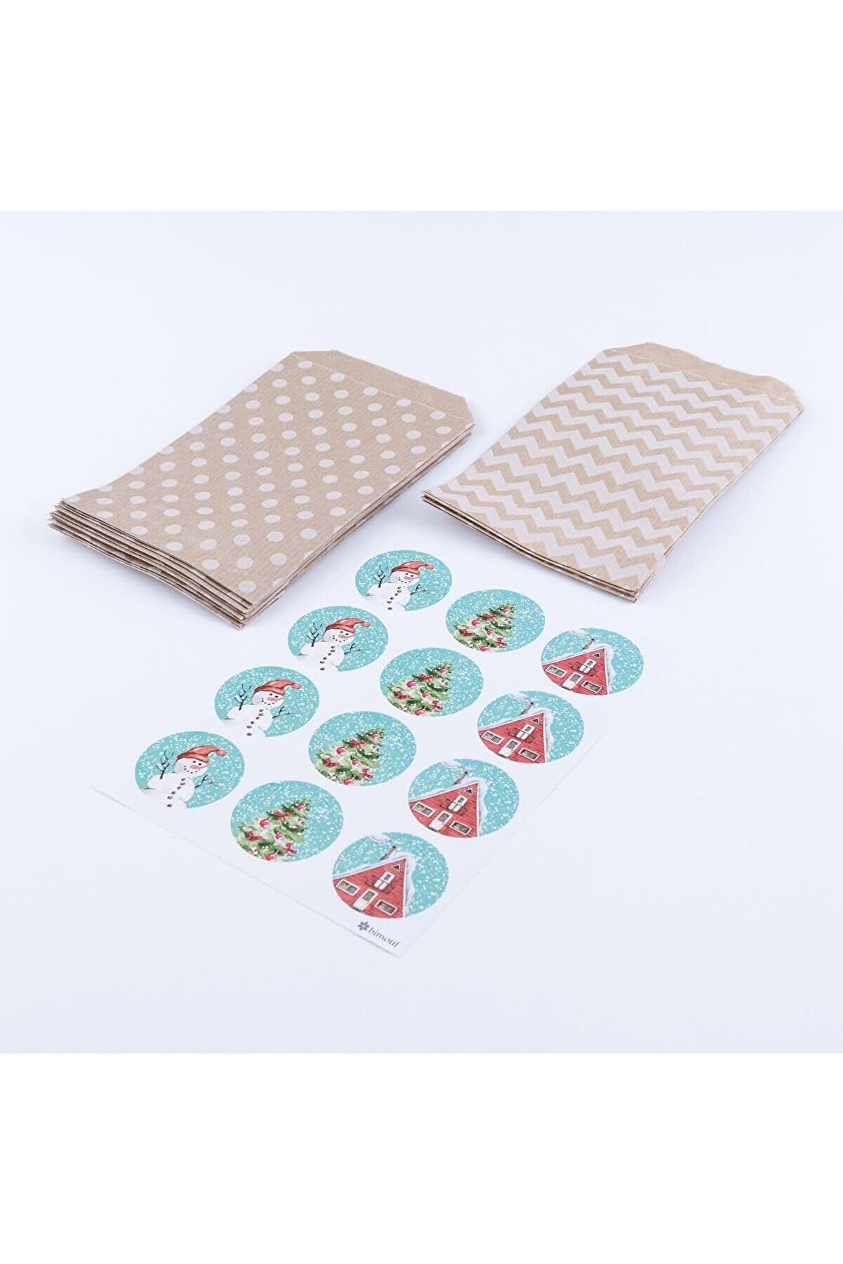 STOREMAX flashtrend 20 adet puantiye ve zikzak desenli kese kağıdı (18x30 cm) ve &ccedil;i&ccedil;ekli yılbaşı şekilli olu