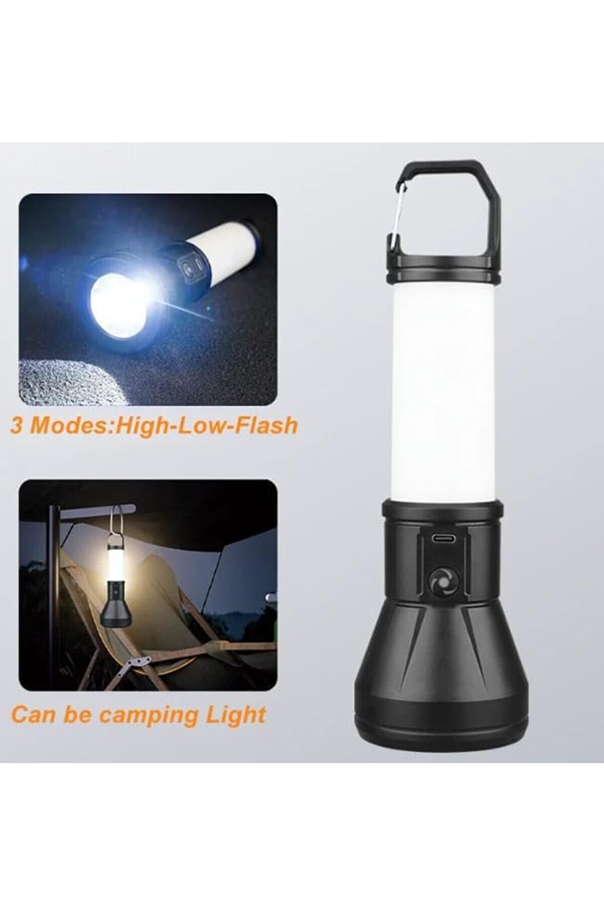 Snshop Kli̇psli̇ Şarjlı Led El Feneri̇ – 3W Led & 360° Smd Gün Işığı, 500 Lümen, Type-C Usb