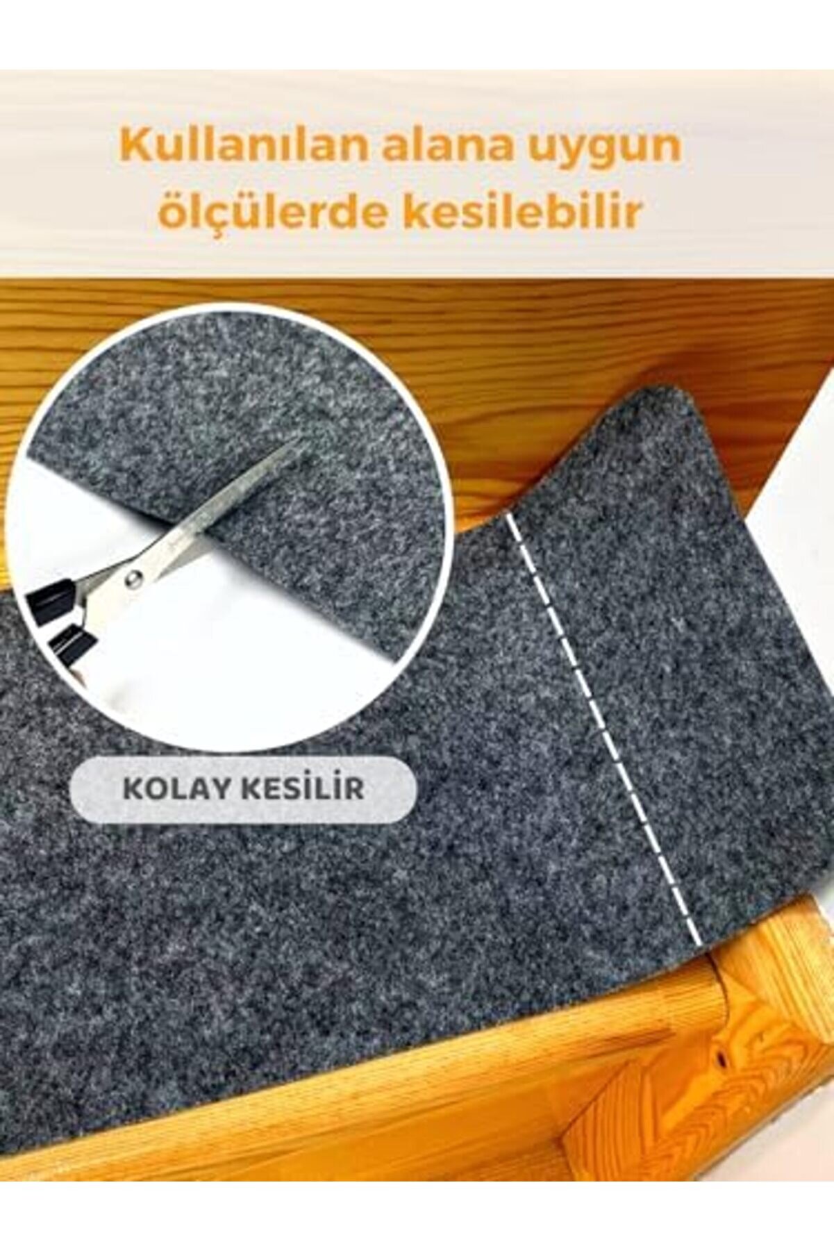 Snshop Kaymaz Taban Yıkanabi̇li̇r Keçe Merdi̇ven Halısı 76X20 Antrasi̇t Çocuk Yaşlı Evci̇l Hayvan
