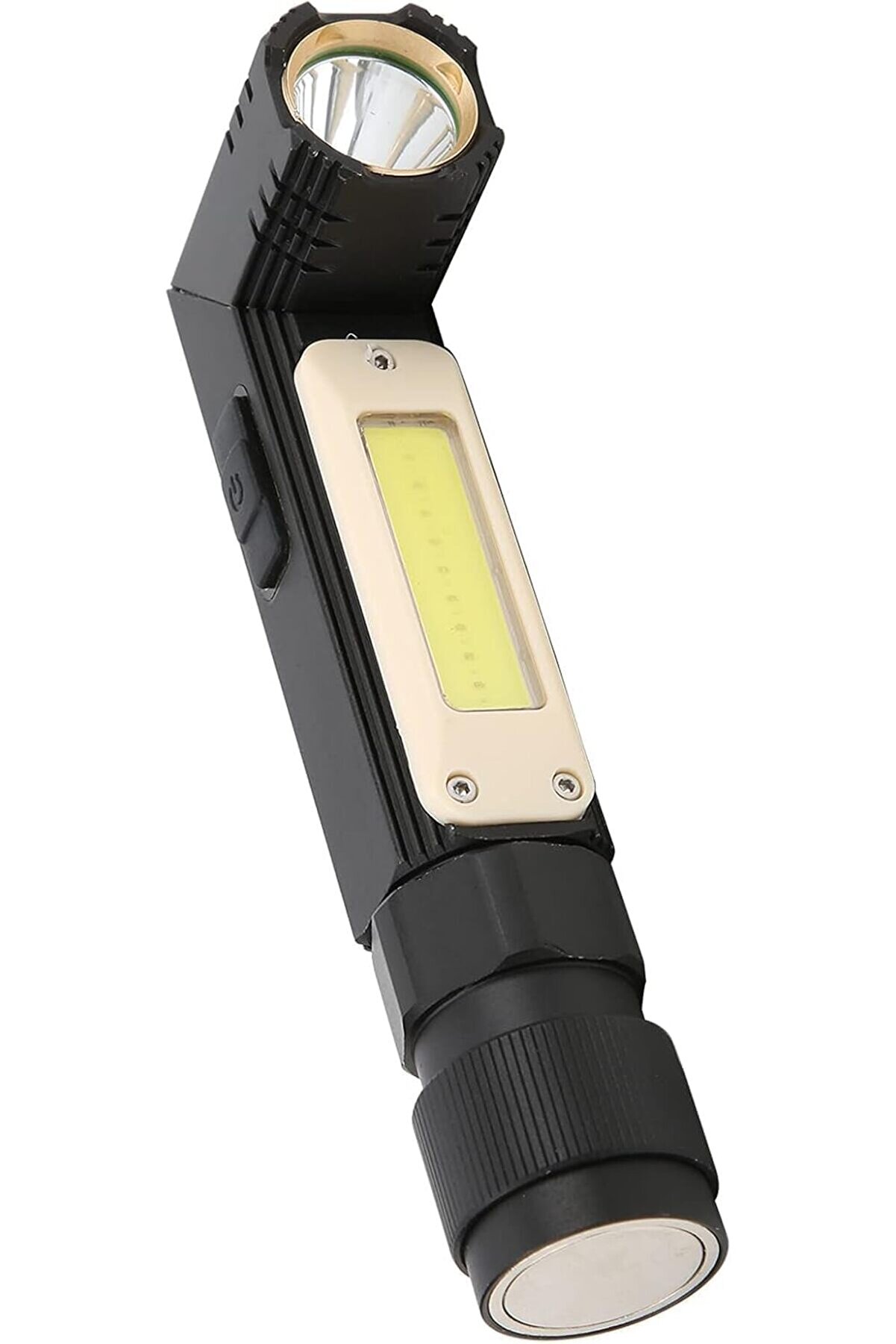 STOREMAX jptrShop USB Şarjlı Katlanabilir Metal LED El Feneri – 5W + COB, 800 Lümen, 360° Mıknatıslı
