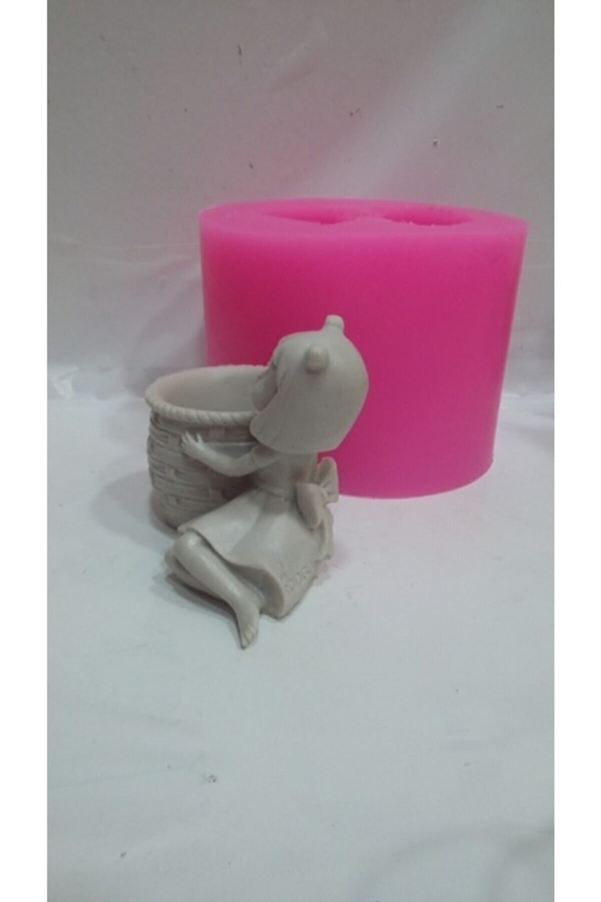 Kalıpcınızburada Sepetli̇ Kız Sculent Saksı Si̇li̇kon Kalıp