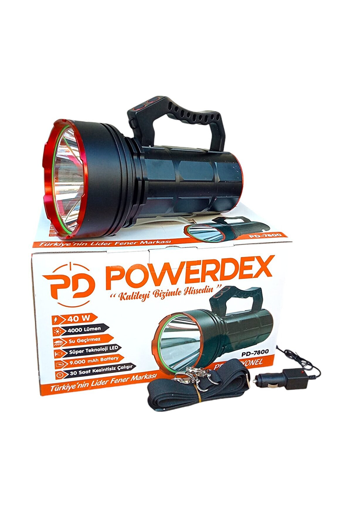 evimdeyokyok 40W 4000 Lümen Şarjlı El Feneri Projektör PD-7800