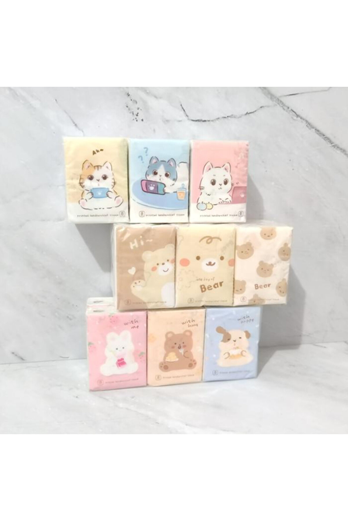 TTT Sevimli Figürlü Çocuk Mendili 9'Lu Paket