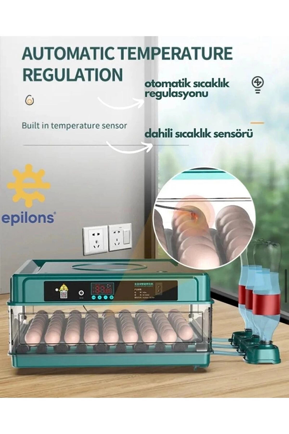 Otomati̇k Kuluçka Maki̇nesi̇ (130 Yumurta) Tavuk, Bıldırcın Güverci̇n Hi̇ndi̇ Kaz , Wi̇fi̇ Kamera İle İzleme