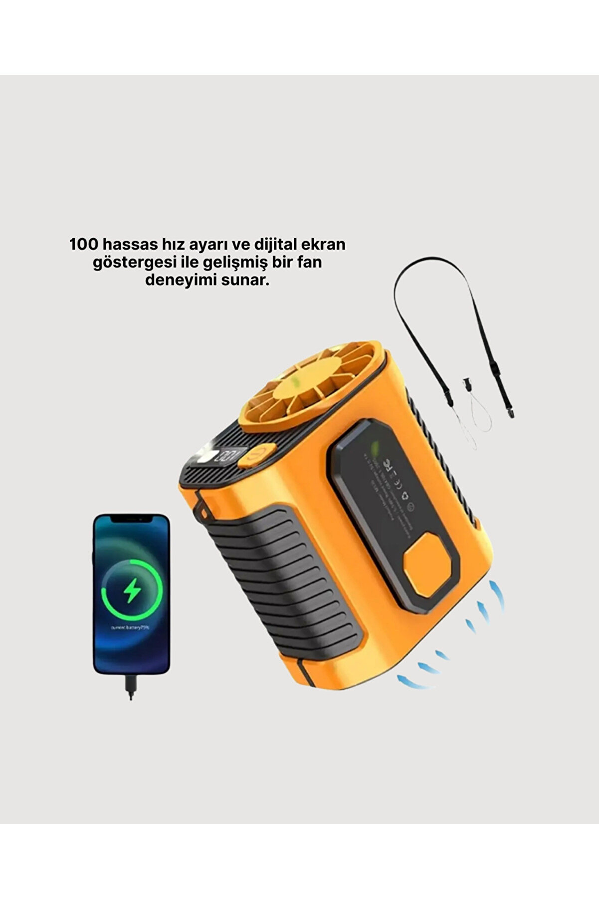 Usb Şarjlı Güçlü Hız Ayarlı El Ve Bel Fanı