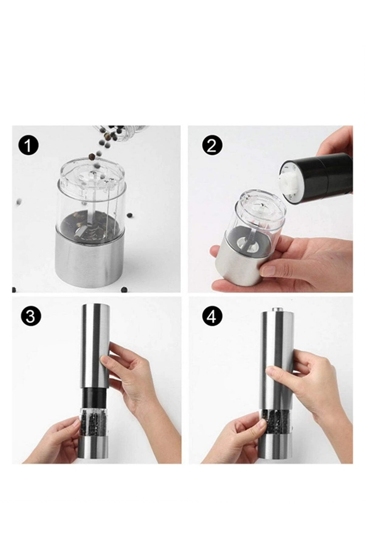 Elektri̇kli̇ Baharat Öğütme Ci̇hazı Ergonomi̇k Şeffaf Gövde