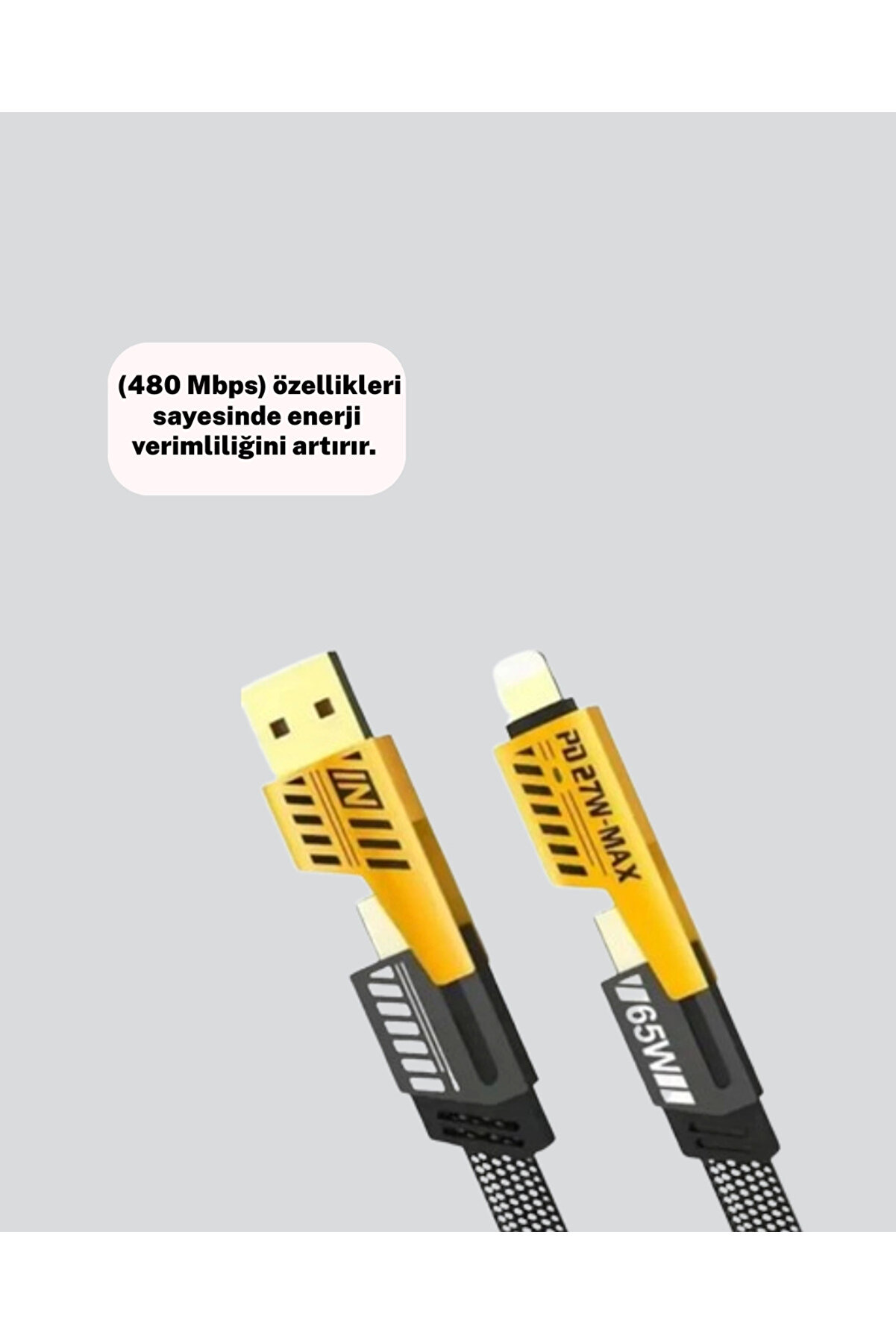 Dayanıklı 4’Ü 1 Arada Çok Fonksi̇yonlu Hızlı Şarj Veri̇ Kablosu