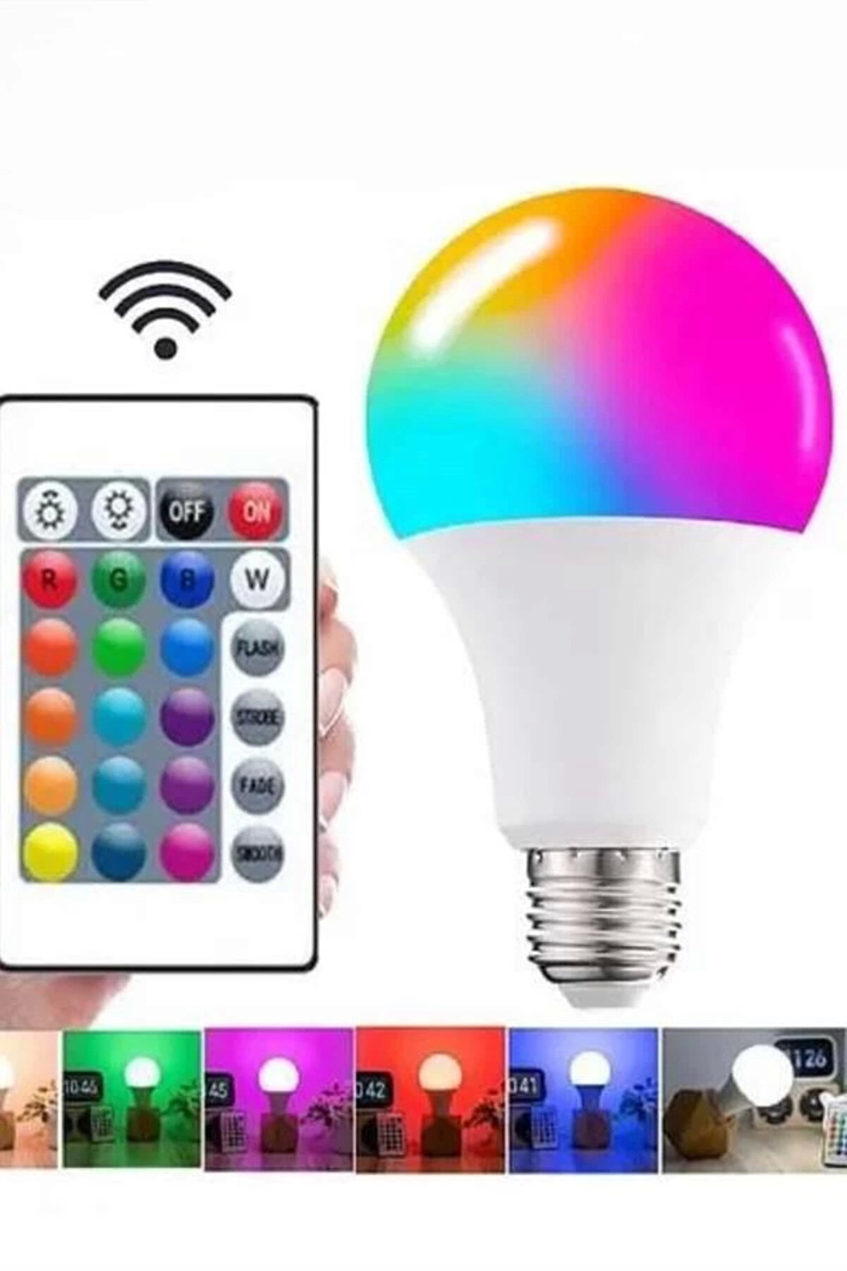 Ayarlanabi̇li̇r Parlaklık Rgb Led Ampul Beyaz Lamba Ve Renkli̇ Ampul
