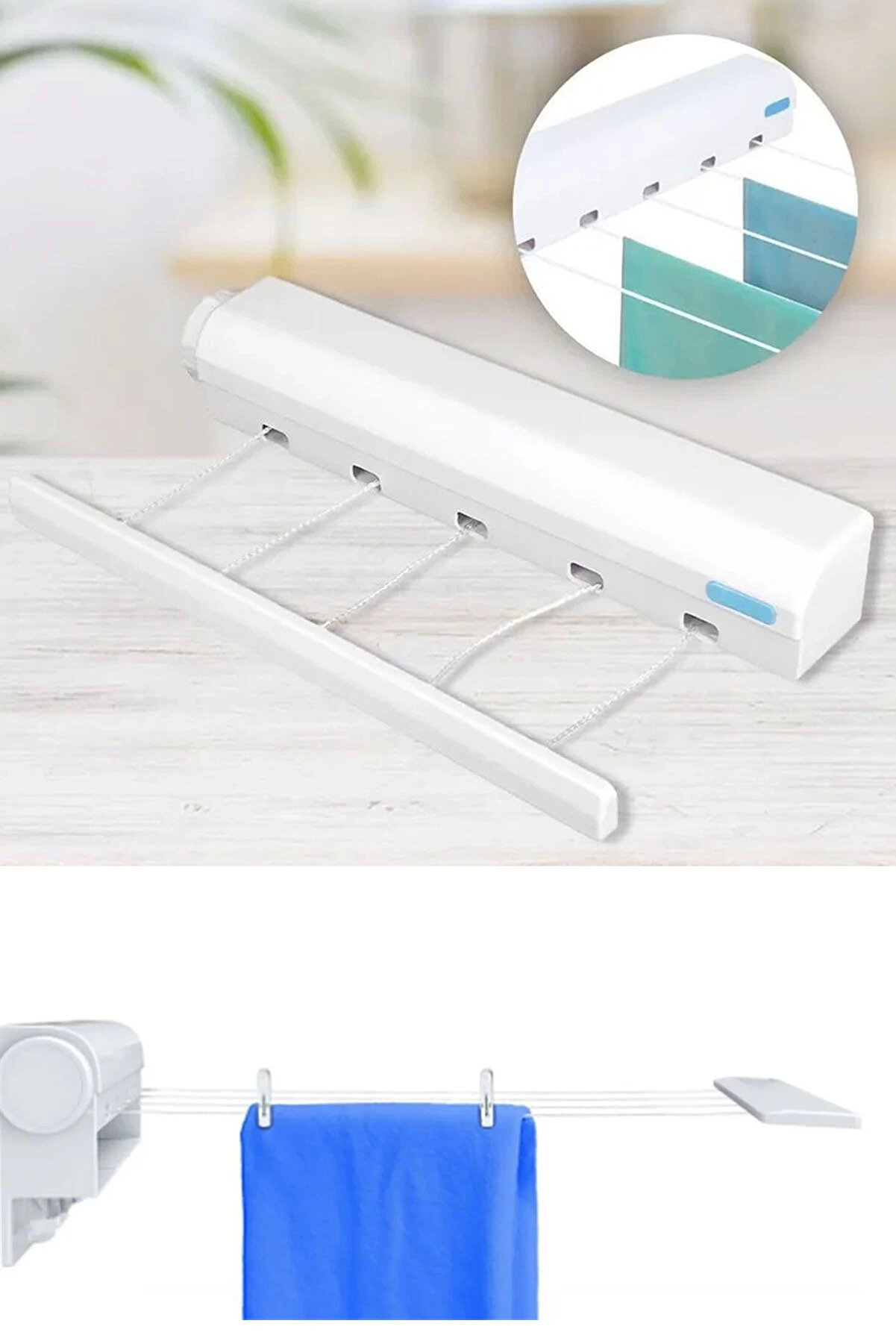 &Ouml;zel &Uuml;reti̇m Duvara Monte Edi̇lebi̇li̇r 5 İpli̇ &Ccedil;ek As Askılık Portati̇f &Ccedil;amaşır Kurutmalık