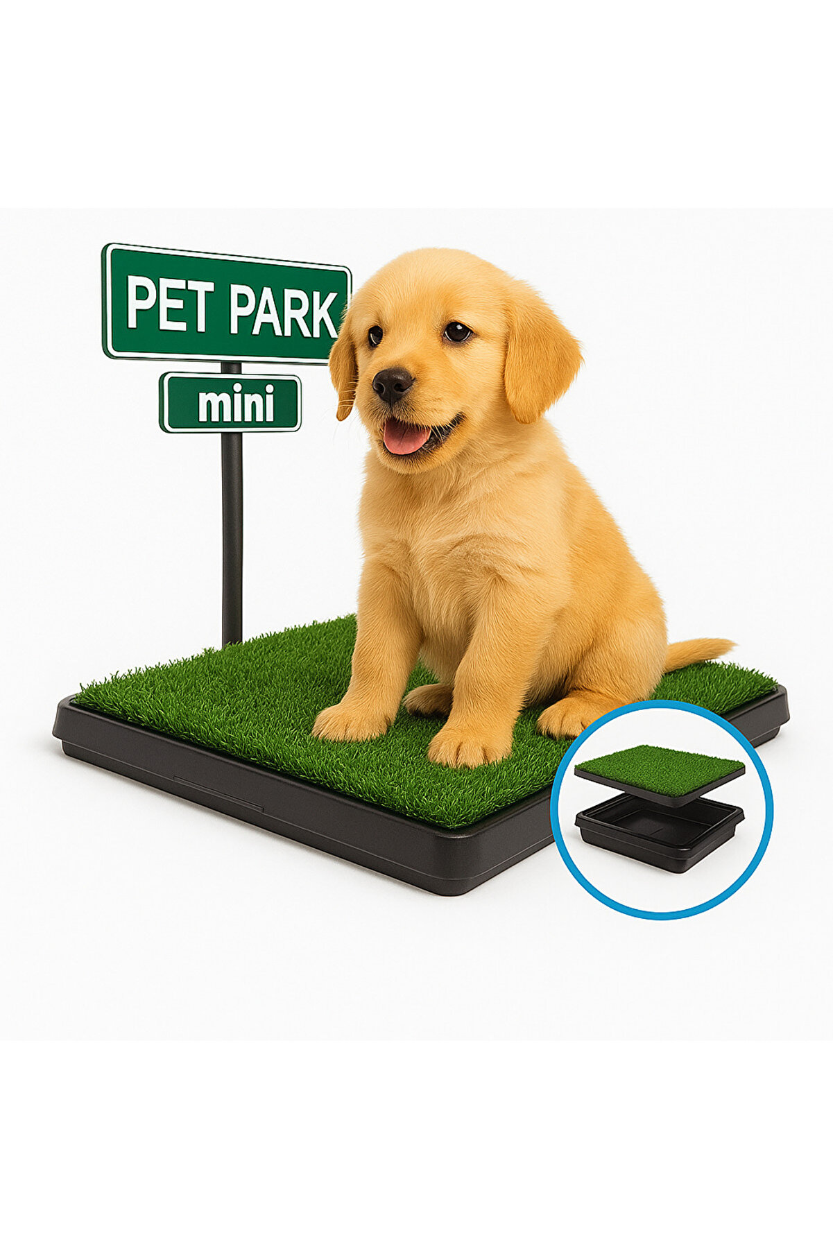 Yavru Köpek Tuvalet Eği̇ti̇m Pedi̇ – Çi̇m Görünümlü 3 Katlı Temi̇zli̇k Si̇stemi̇