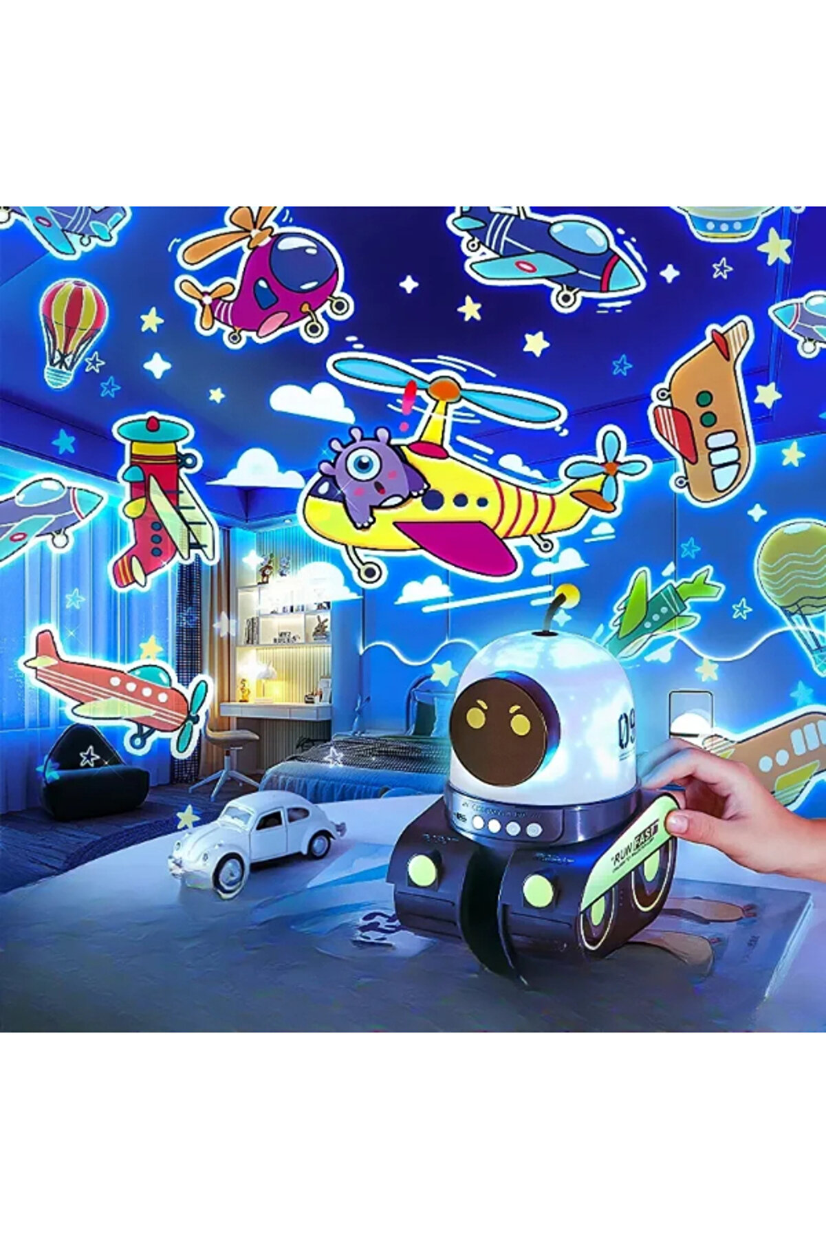 Robot Tasarımlı Projektör Gece Lambası