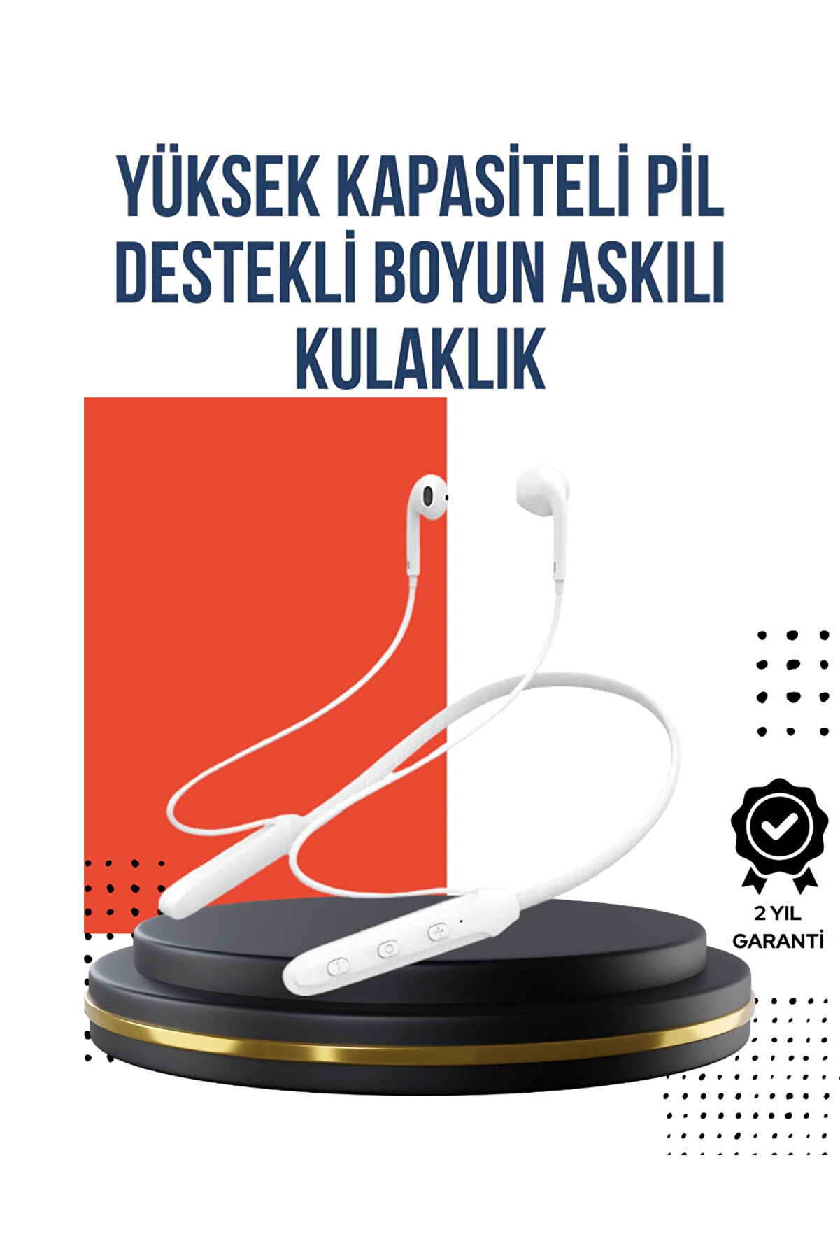 gizmurstore Uzun Süre Dayanıklı Manyetik Başlıklı Bluetooth Kulaklık