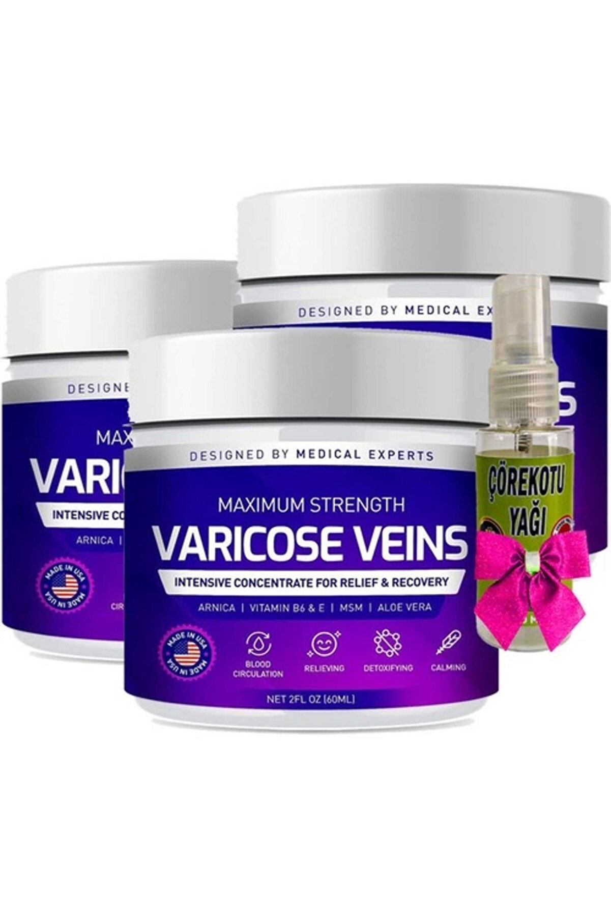 Bravilor Varicose Veins Purple Bakım Kremi 100 ml x 3 adet + Çörek Otu Yağı 30 ml
