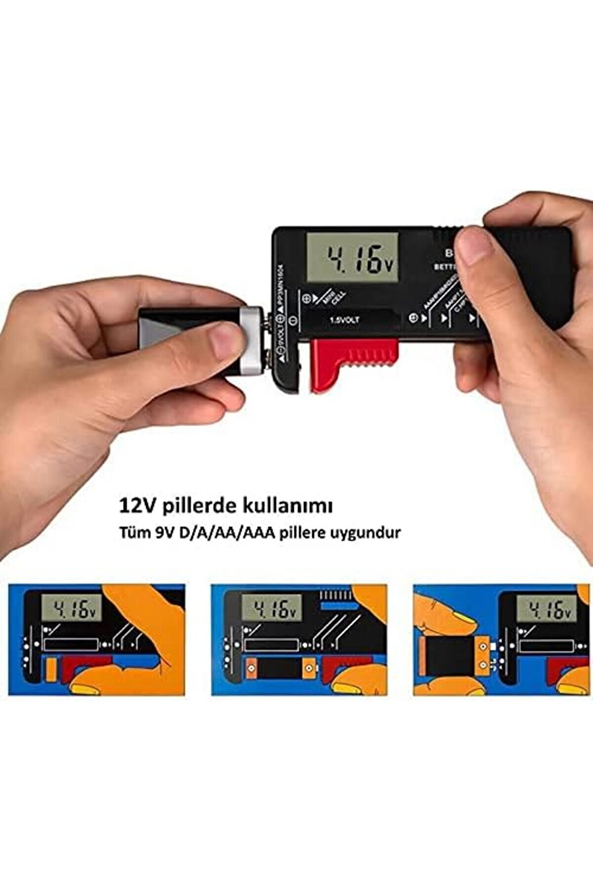 Snshop Bt-168D Lcd Di̇ji̇tal Pi̇l Test Ci̇hazı 467437