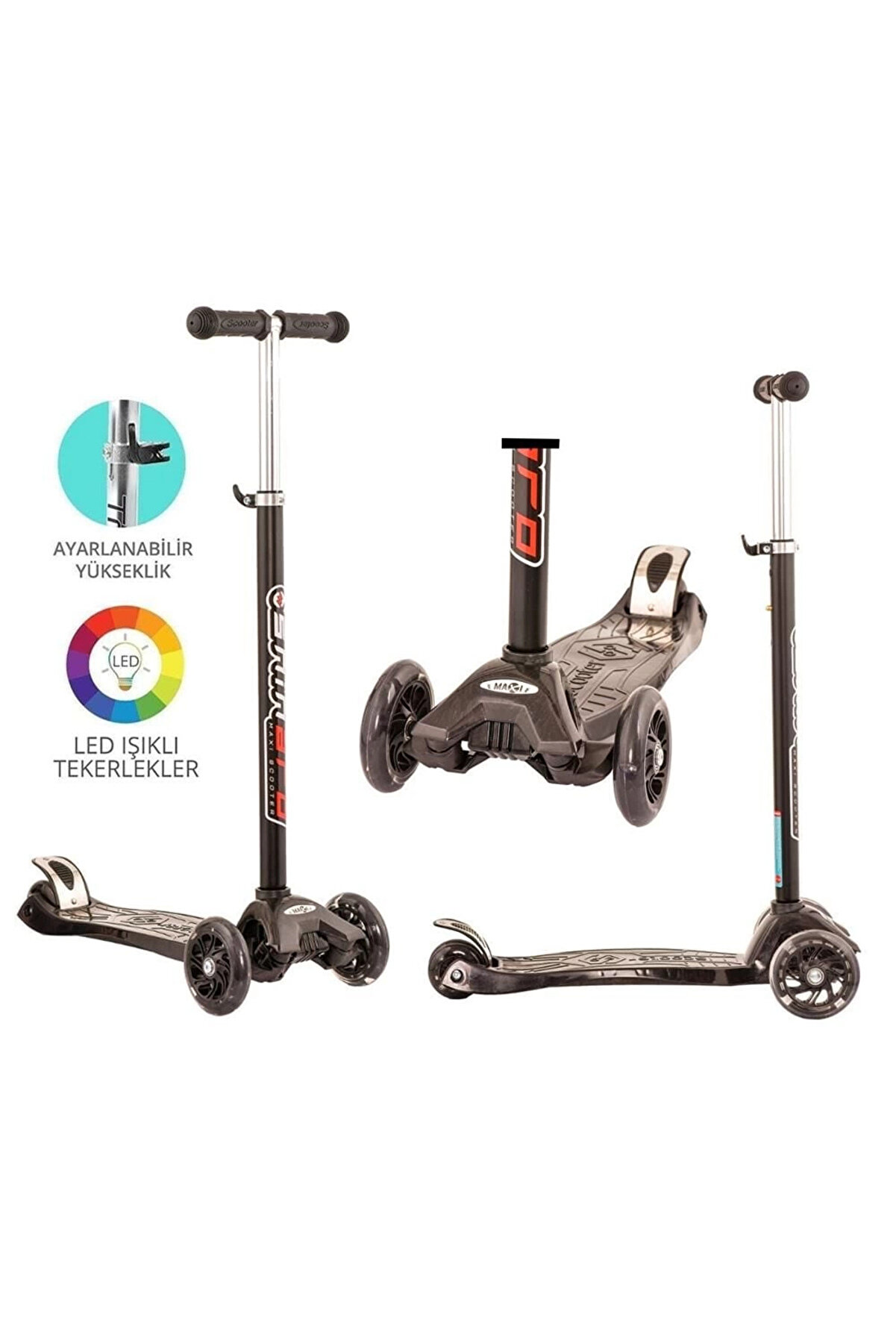Maxi̇ Twi̇st Işıklı Scooter Si̇yah