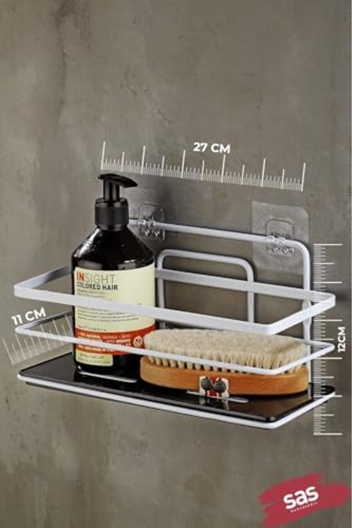 Goldtrack Haus Yapışkanlı Ömür Boyu Paslanmaz Ayarlanabi̇li̇r Raf Düzenleyi̇ci̇ Şampuanlık Beyaz Lş-01 B