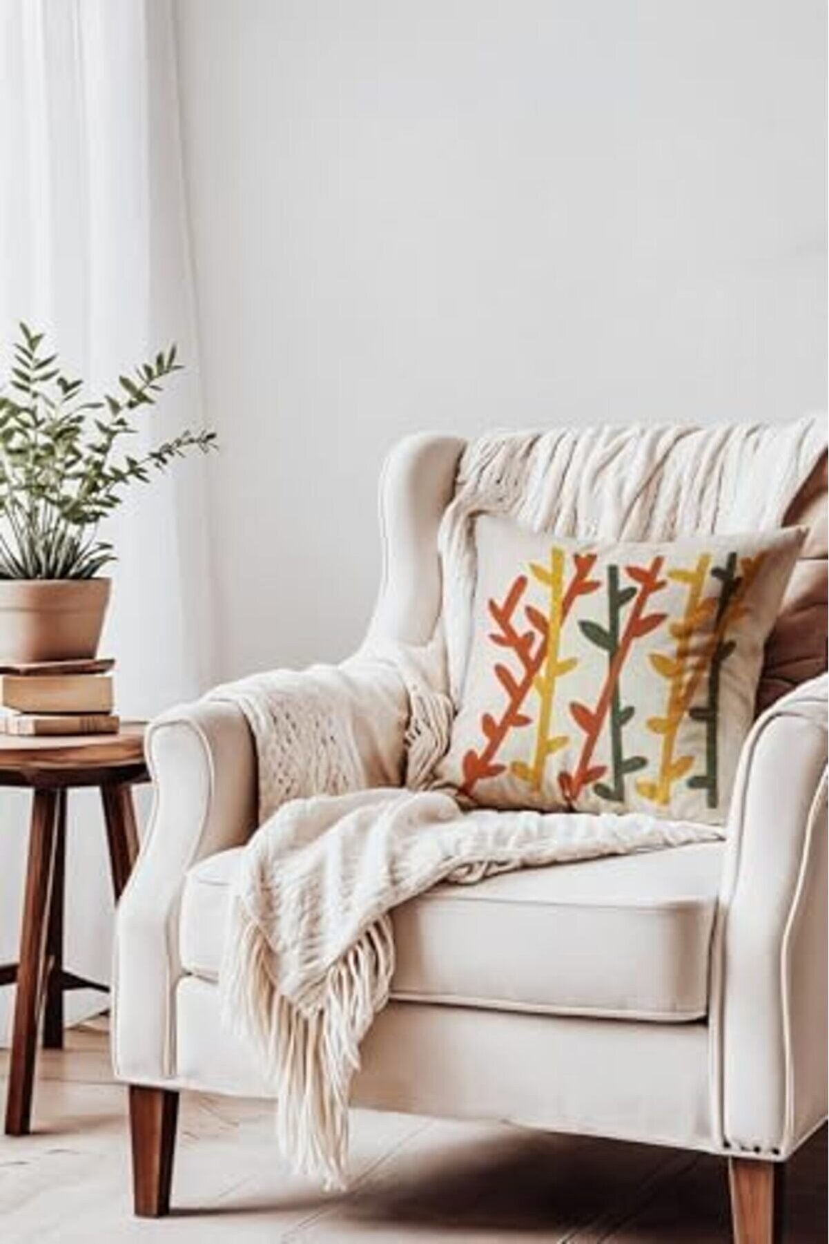 Oskyshopc Bambu Nakışlı Dekorati̇f Kırlent Kılıfı, Panç Kırlent Ve Yastık Kılıfı, 44X44 Cm Newdesi̇ng