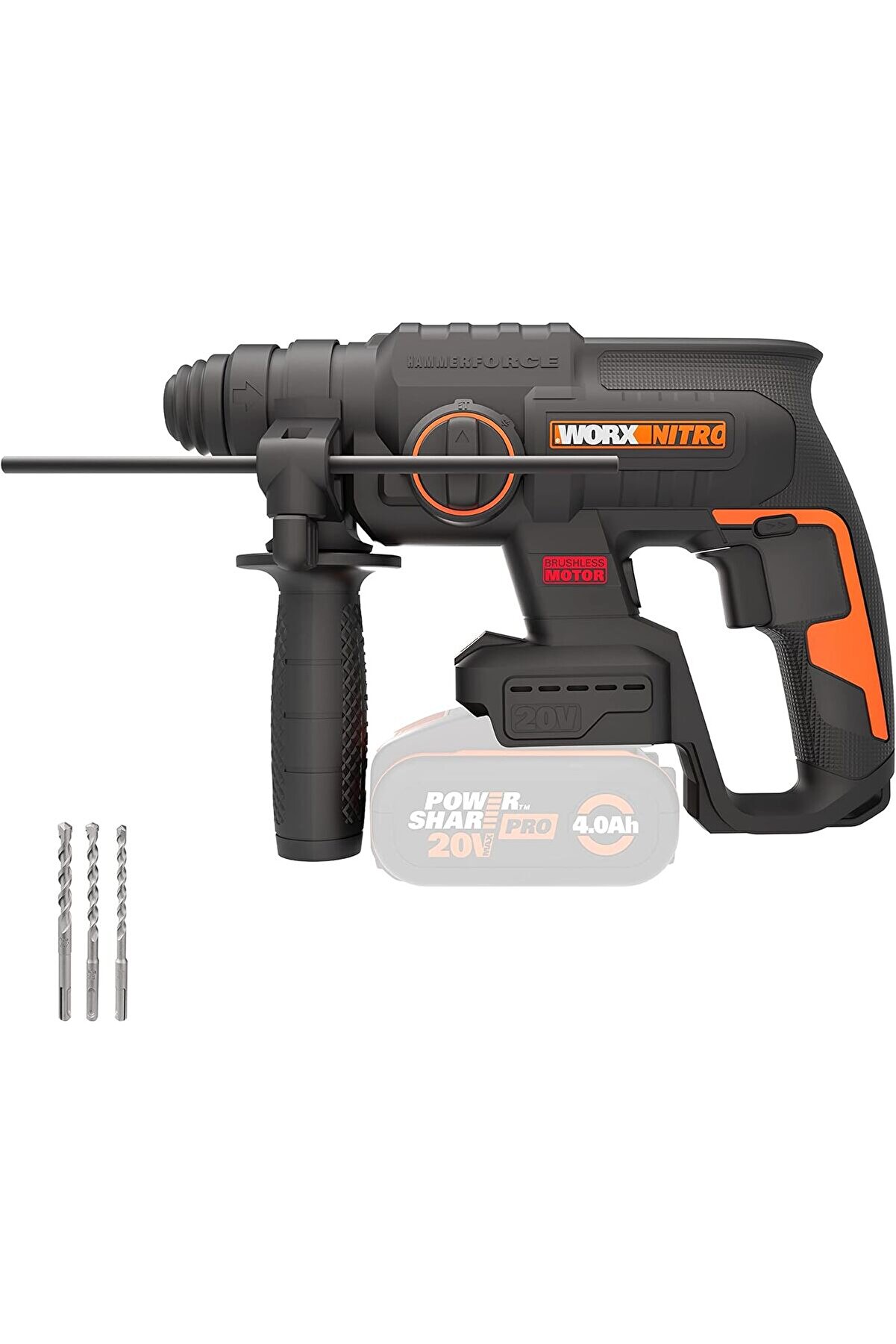 STOREMAX snShop WX381.9 20Volt 2J Profesyonel SDS-Plus Pnömatik Kırıcı/Delici + 3 Parça Delme Ucu (Akü