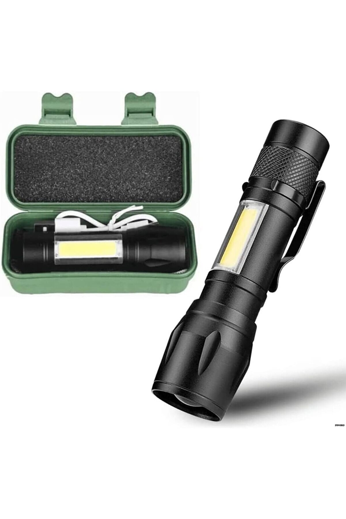 STOREMAX snShop Taktik LED El Feneri – USB Şarjlı, Su Geçirmez IPX4, COB Aydınlatma, Kompakt Boy, Acil