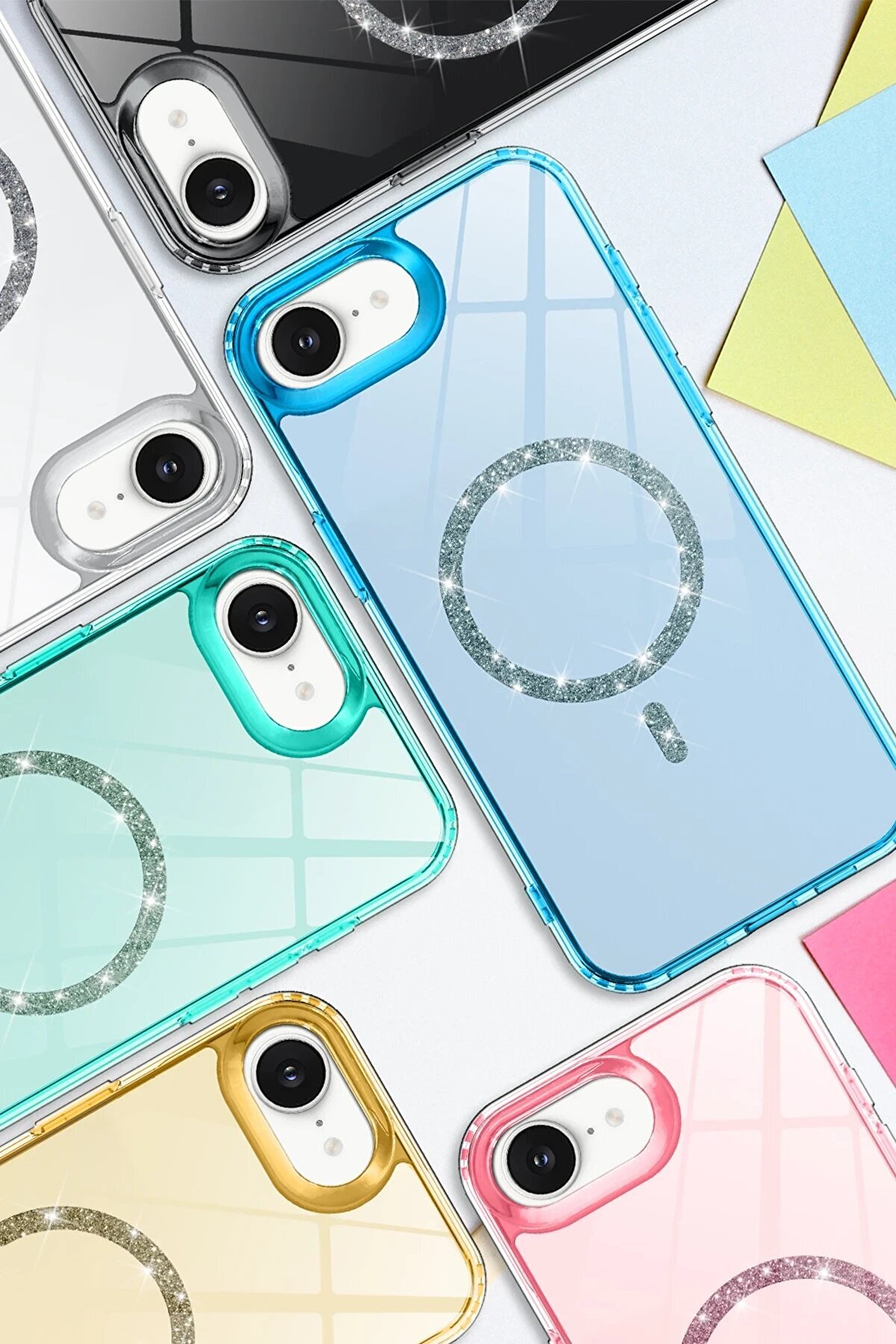 Fırsatkoli̇k Apple İphone 16E Li̇ve Di̇amond Magsafe Kapak - Mavi̇-(5796)