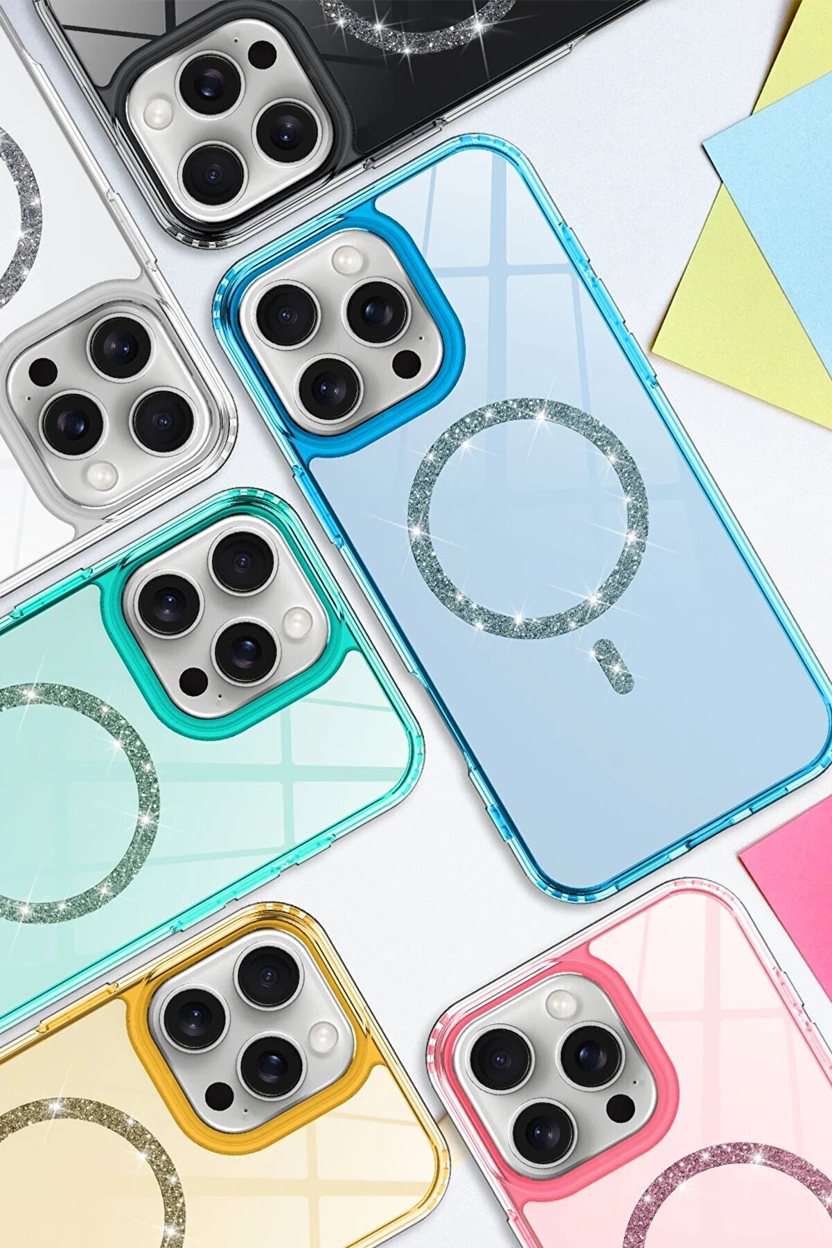 Fırsatkoli̇k Apple İphone 12 Li̇ve Di̇amond Magsafe Kapak - Si̇yah-(5796)