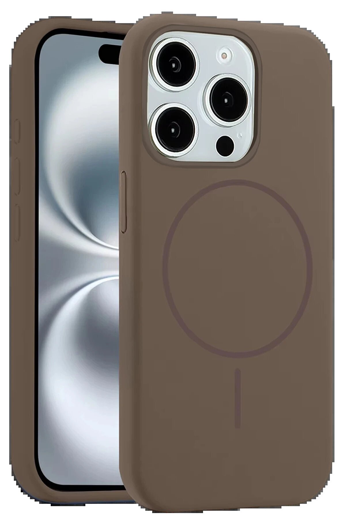 Brandless İphone 15 Pro Max Kılıf Jully Magsafe Kapak - Kahverengi̇-(5796)