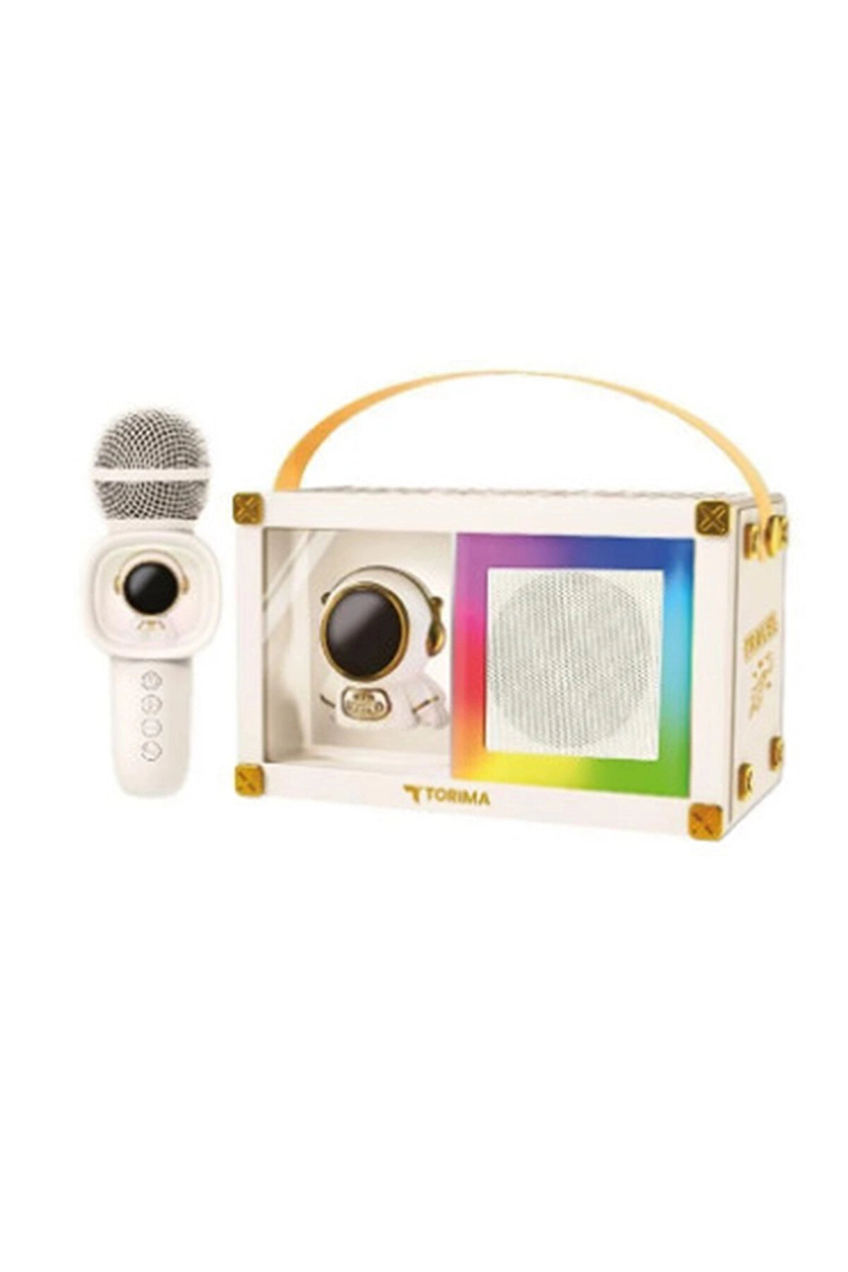 TeknoKesgin Taşınabilir Rgb Işılı Sevimli Figürlü Mikrofonlu Karaoke Bluetooth Hoparlör Krem