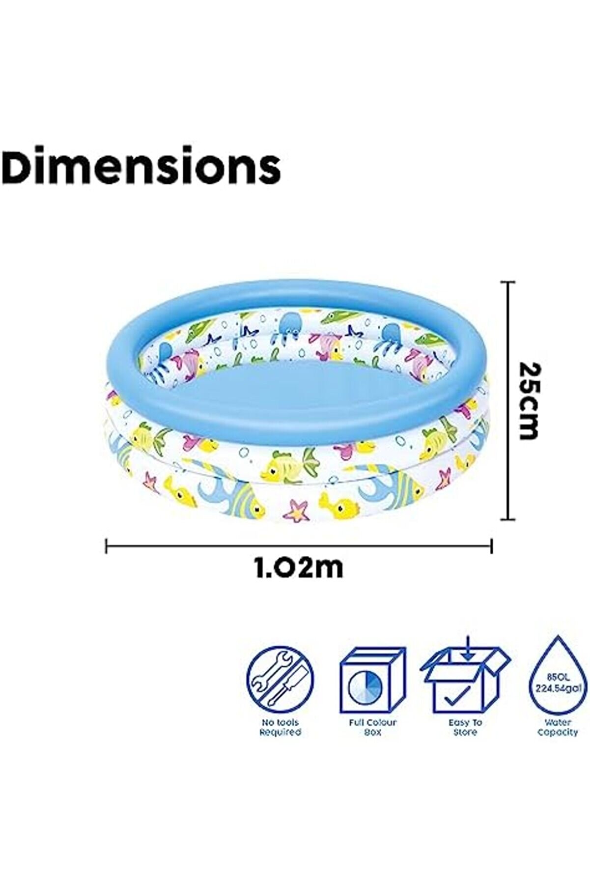 Shopverse 3 Boğum Desenli̇ &Ccedil;ocuk Havuzu, 102Cm X 25Cm 51008 Trendfli̇ck 1014773