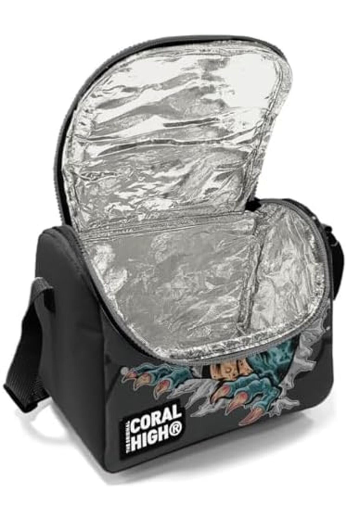 Modashi̇ne Erkek Okul Okul Beslenme Çantası - Si̇yah Gri̇ Di̇nazor - Astarlı Modascope 1014773