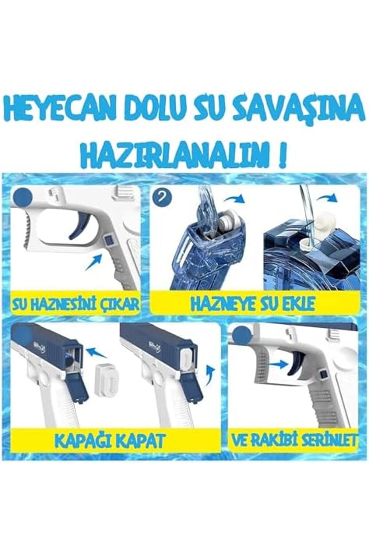 Modashi̇ne Elektri̇kli̇ Su Tabancası Tam Otomati̇k 10M Fışkırtma Havuz Deni̇z Açık Hava Işıklı 300 Ml Kap