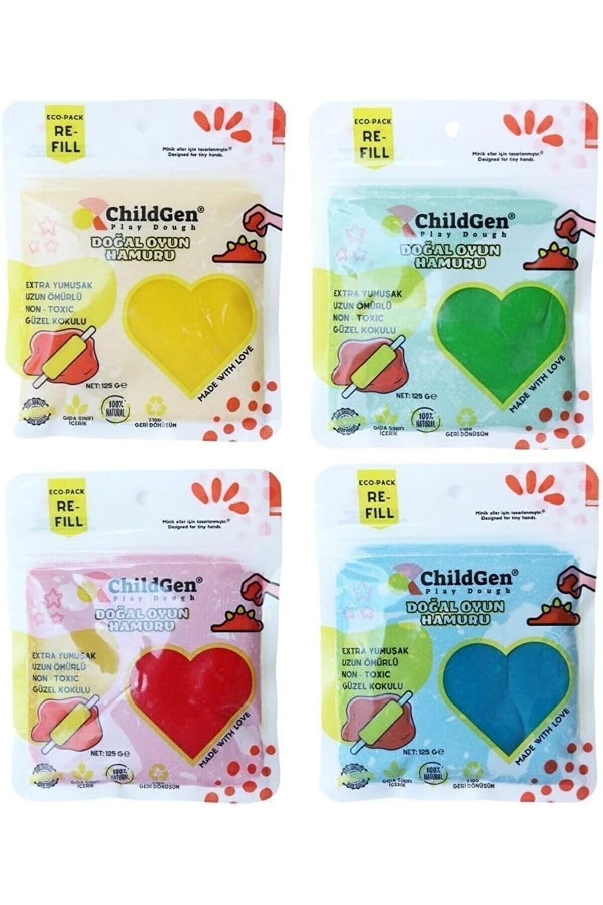 STOREMAX shopverse Oyun Hamuru - 4lü Set 4x125 Gr Vakumlu Kartuş Paket - (ecopack- ) trendflick 1014773