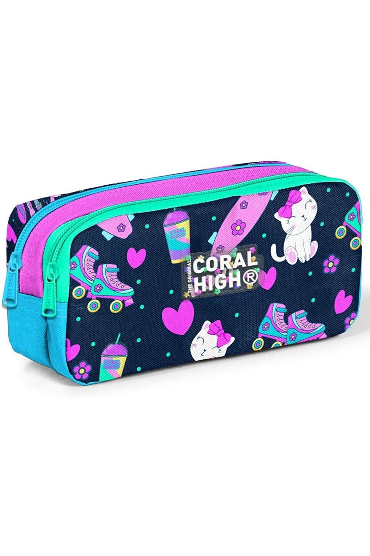 STOREMAX modashine Lacivert Pembe Kedili İki B&ouml;lmeli &Ccedil;antası - Kız &Ccedil;ocuk modascope 1014773