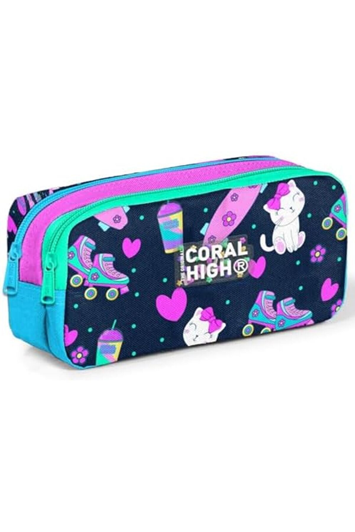 Modashi̇ne Laci̇vert Pembe Kedi̇li̇ İki̇ B&ouml;lmeli̇ &Ccedil;antası - Kız &Ccedil;ocuk Modascope 1014773