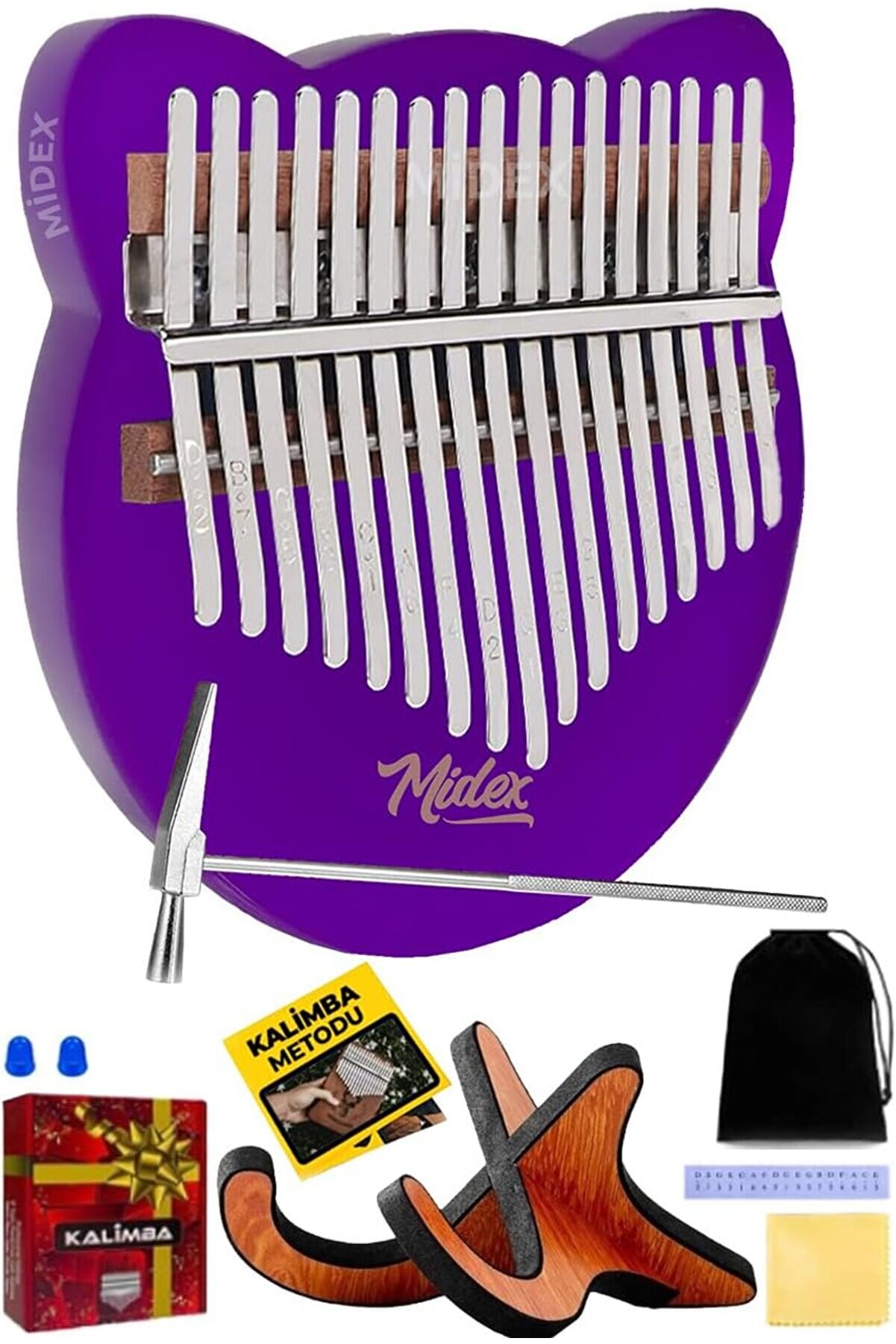 STOREMAX modashine KLX-660-PAK Mor Renk Cam Kalimba 17 Tuşlu Full Set modascope 1014773