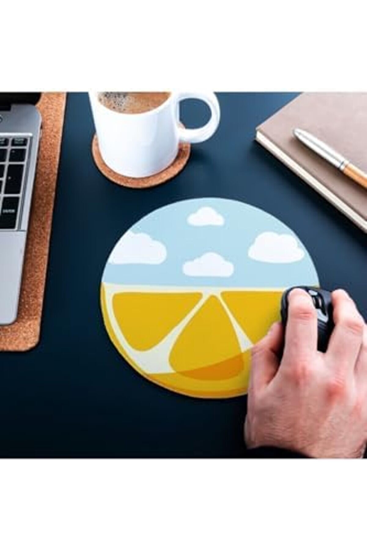 Modashi̇ne Desenli̇ Yuvarlak Mousepad - Mouse Pad - Fare Altlığı Modascope 1014773