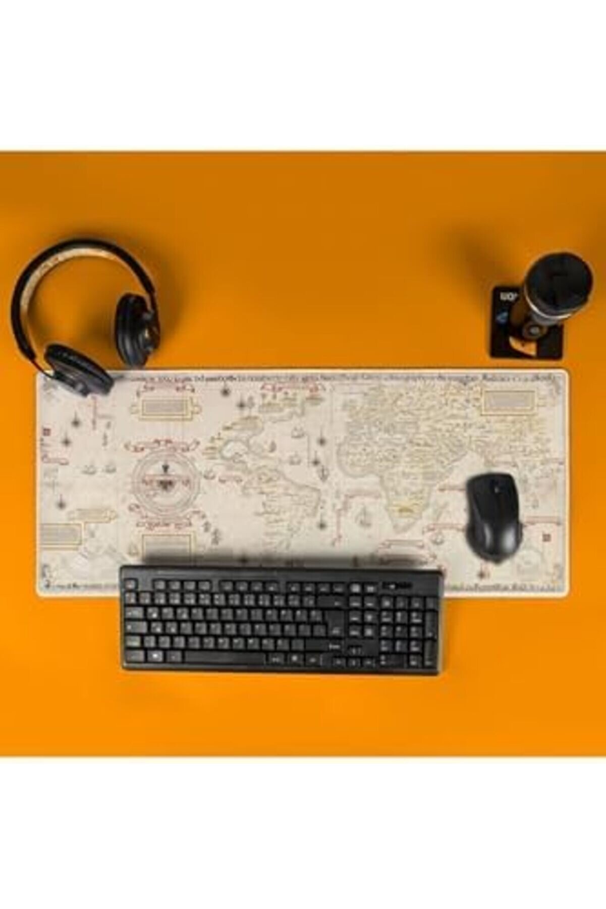 Modashi̇ne Eski̇ Dünya Retro Hari̇tası Tasarımlı Büyük Boy Oyuncu Mousepad - Mouse Pad - Fare Altlığı M