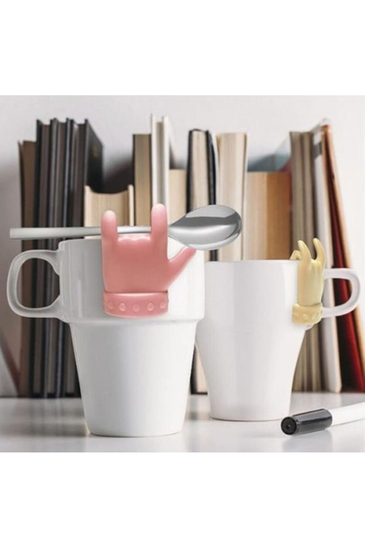 STOREMAX modashine Çay ve Kahve Buddy Seti, 2 Adet, Silikon Kaşık ve Çay Poşeti Tutacağı, BPA İçermez, Çok Am