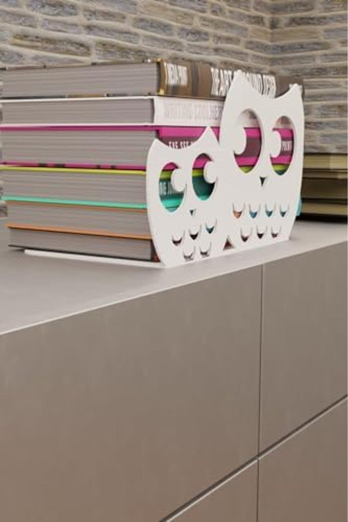 Modashi̇ne Dekorati̇f Beyaz Desenli̇ Metal Ki̇tap Tutucu Metal Ki̇tap Desteği̇ Mk16B Modascope 1014773